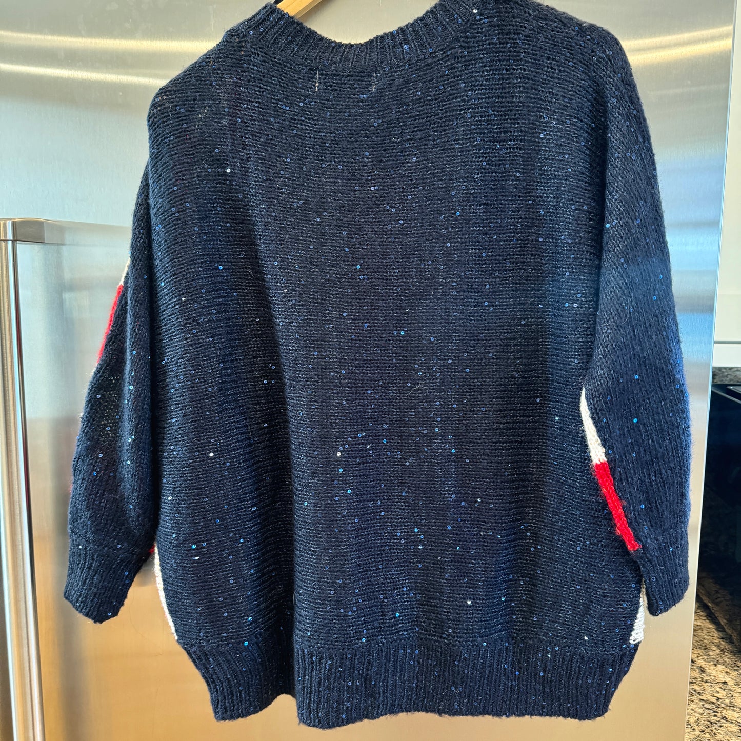 LF American Flag USA Patriotic Knit Sweater with Sequins