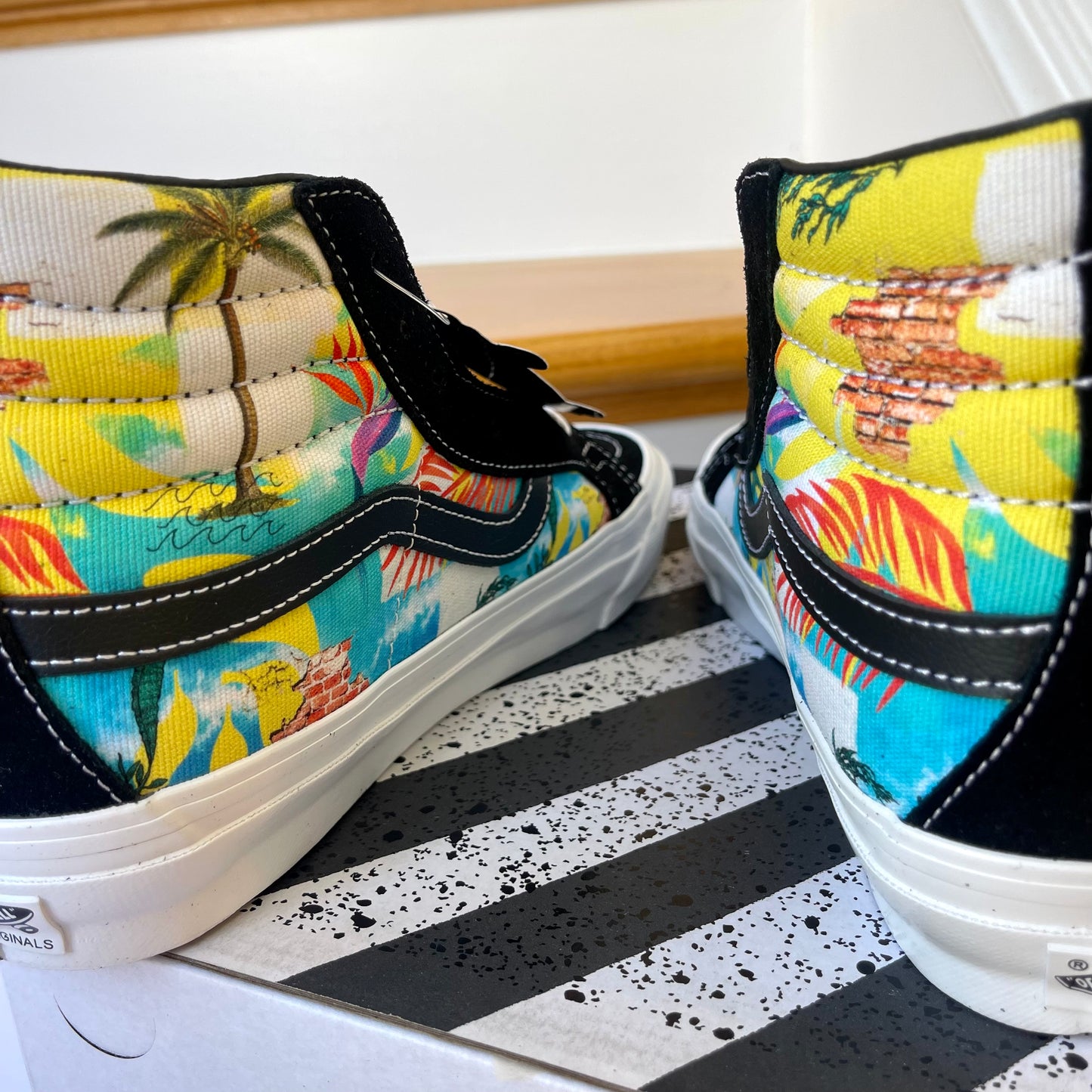 Vans Sk8 Hi LX Leather Sneakers in Black / Spring Brick Multi Shoes