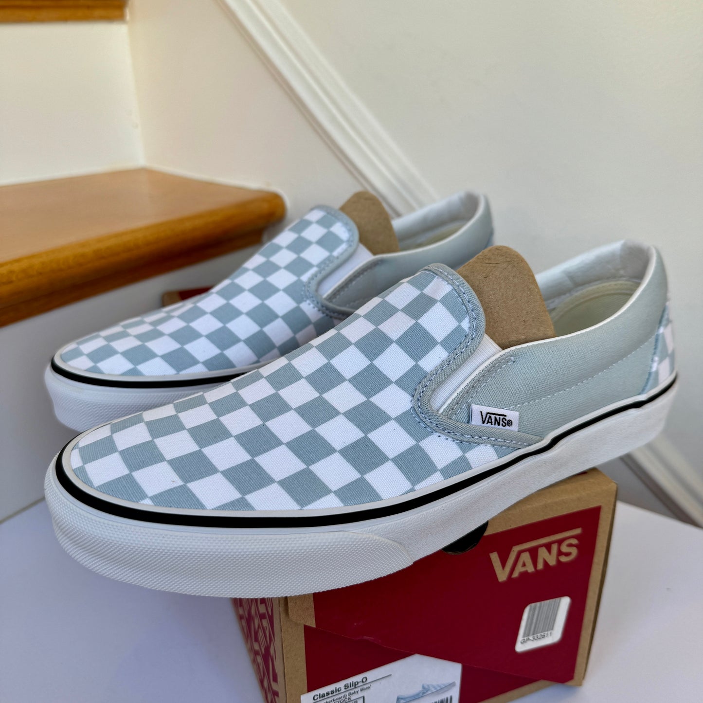 Vans Slip-On Classic Skate Shoes Checkerboard Baby Blue Shoes Classic Unisex