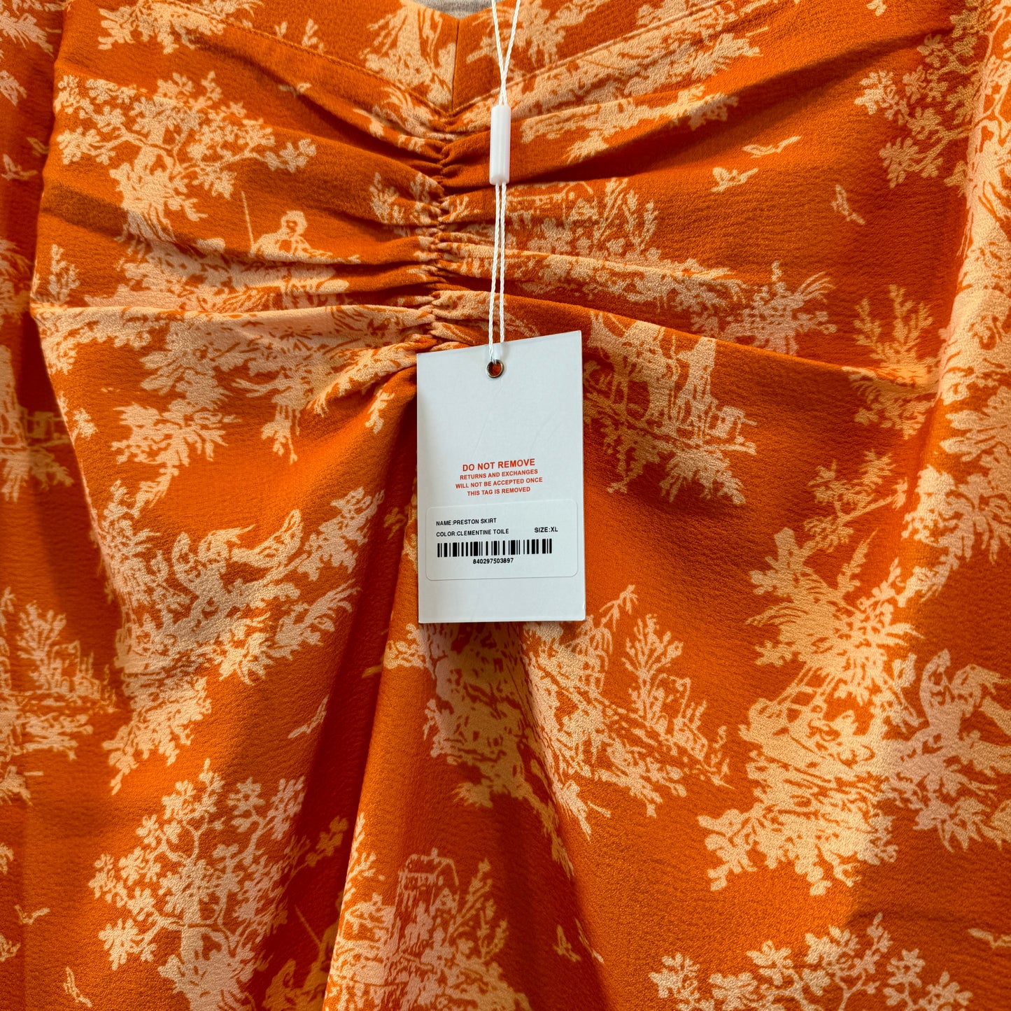 Miaou Preston Midi Skirt in Clementine Toile Orange x Paloma Elsesser Collab