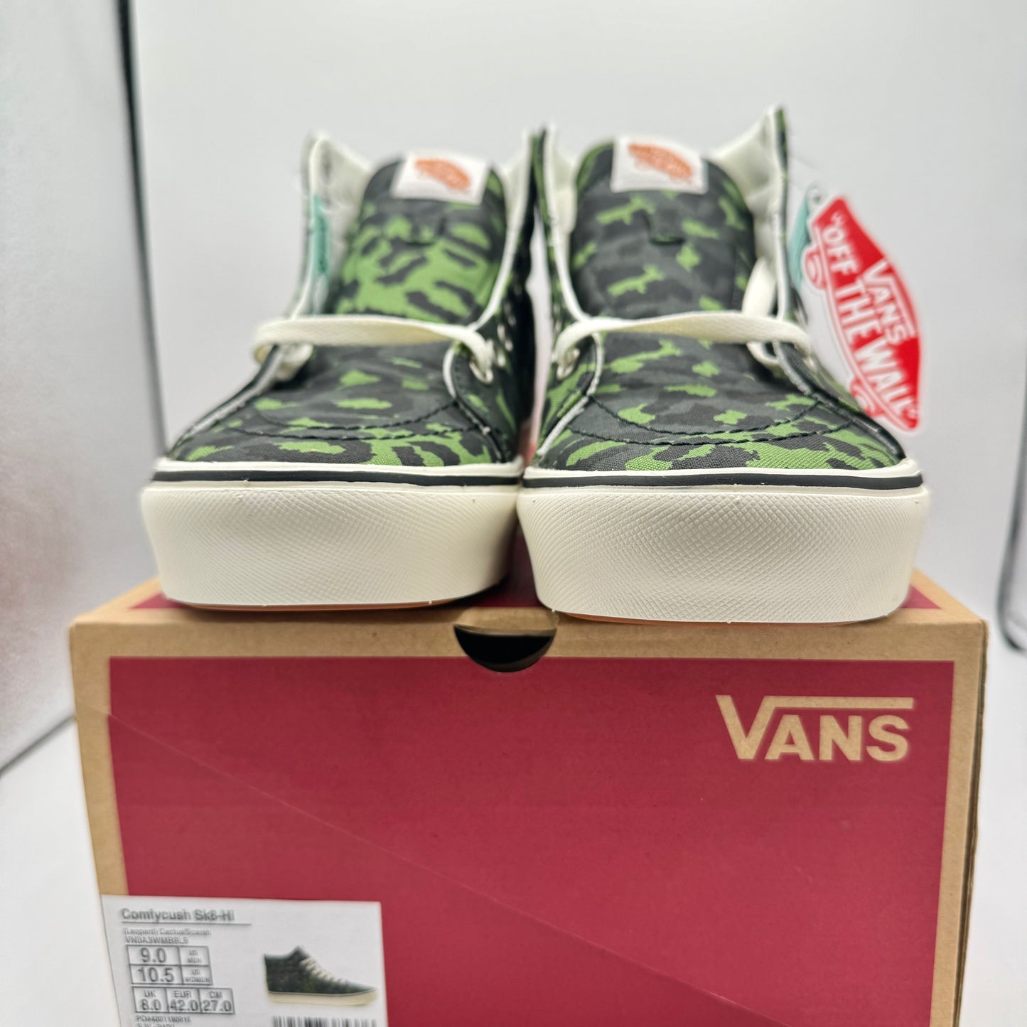 Vans Sk8 Hi Comfycush Classic High Top Sneakers Green Leopard Cactus Scarab