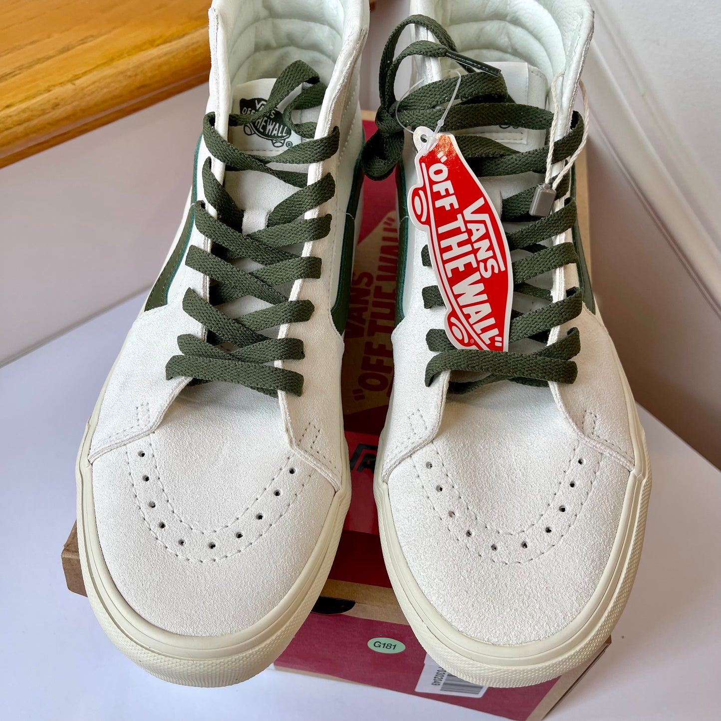 Vans Sk8 Hi Leather Sneakers in Vintage Pop - Marshmallow Turtledove