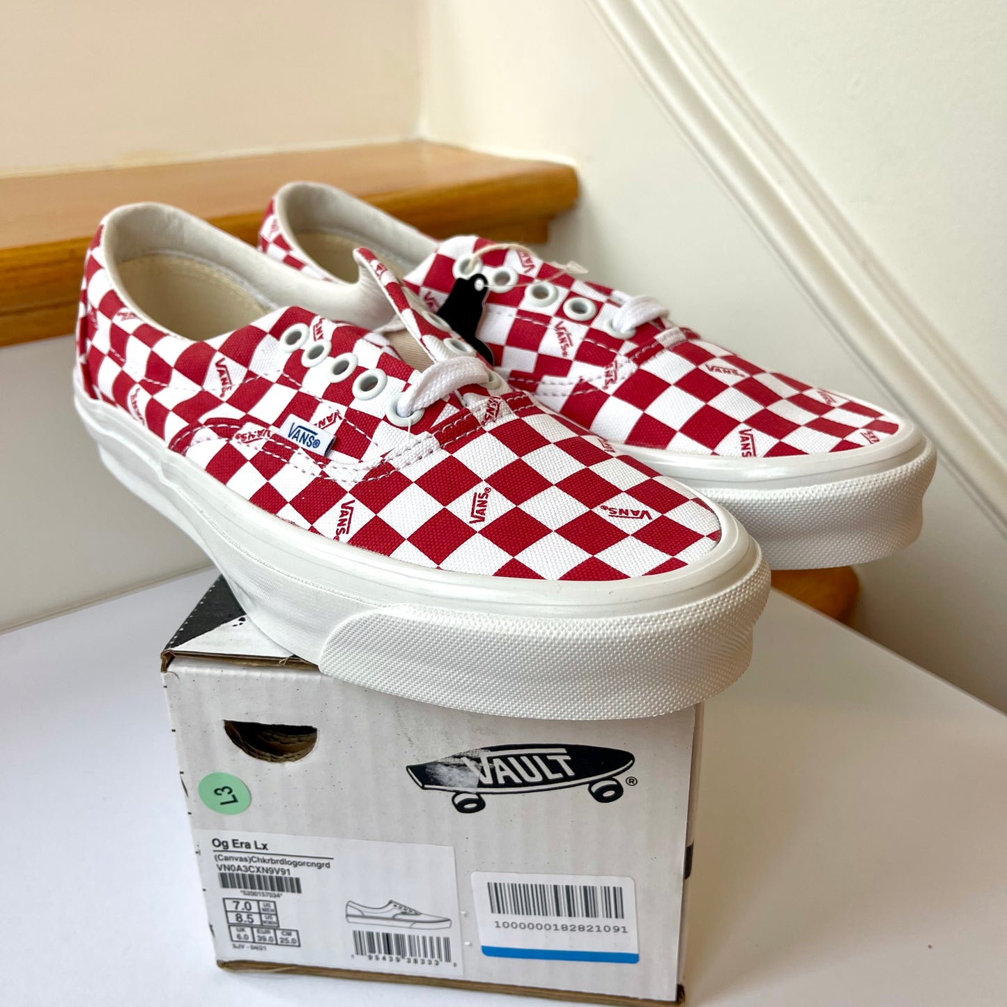 Vans OG Era LX Lace Up Sneakers in red logo checkerboard classic sneakers