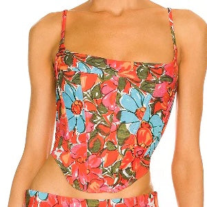 Miaou V Venus Corset Top in Parisian Flower Rouge Multi Floral