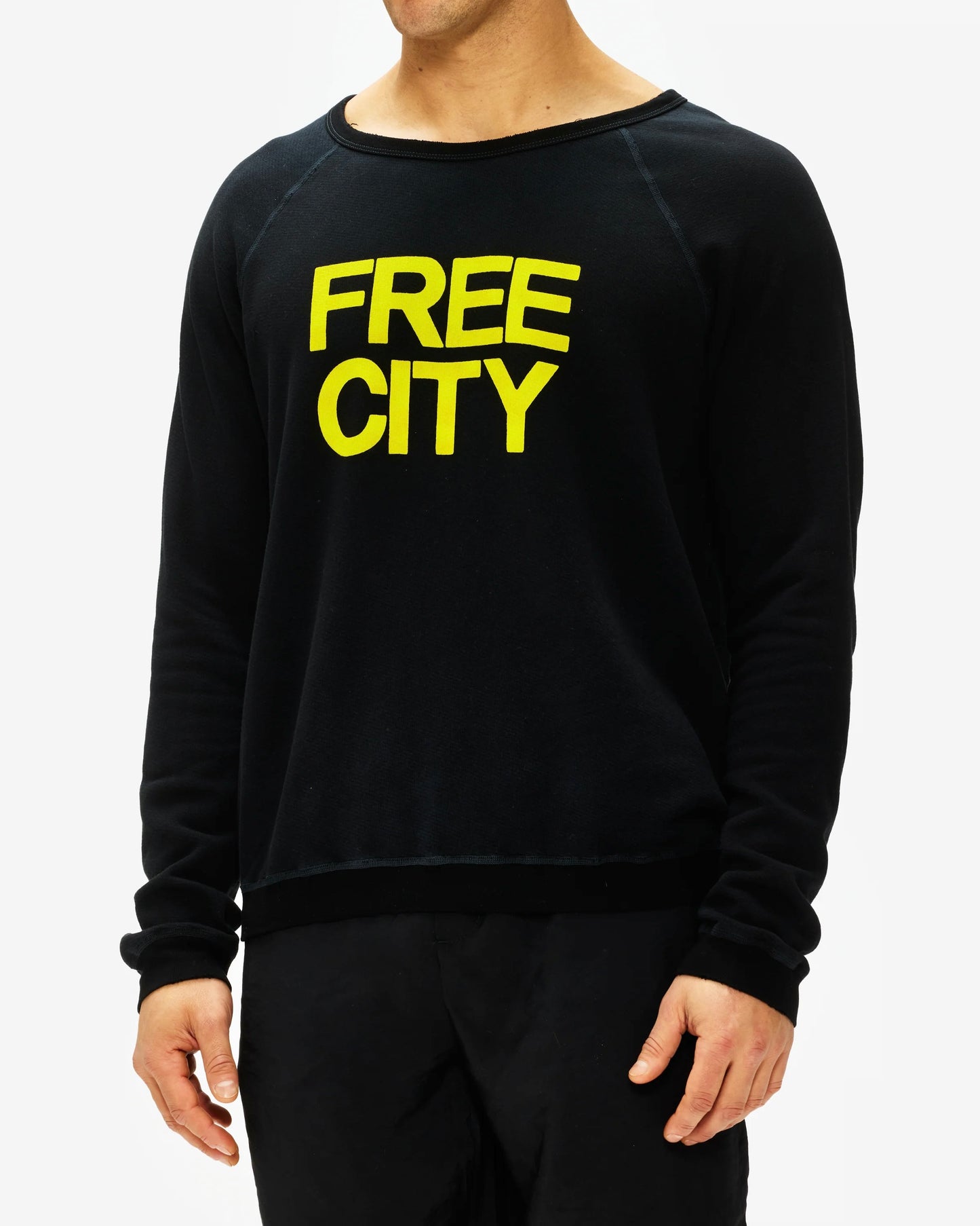Freecity Unisex Crewneck Sweatshirt- Black / Yellow