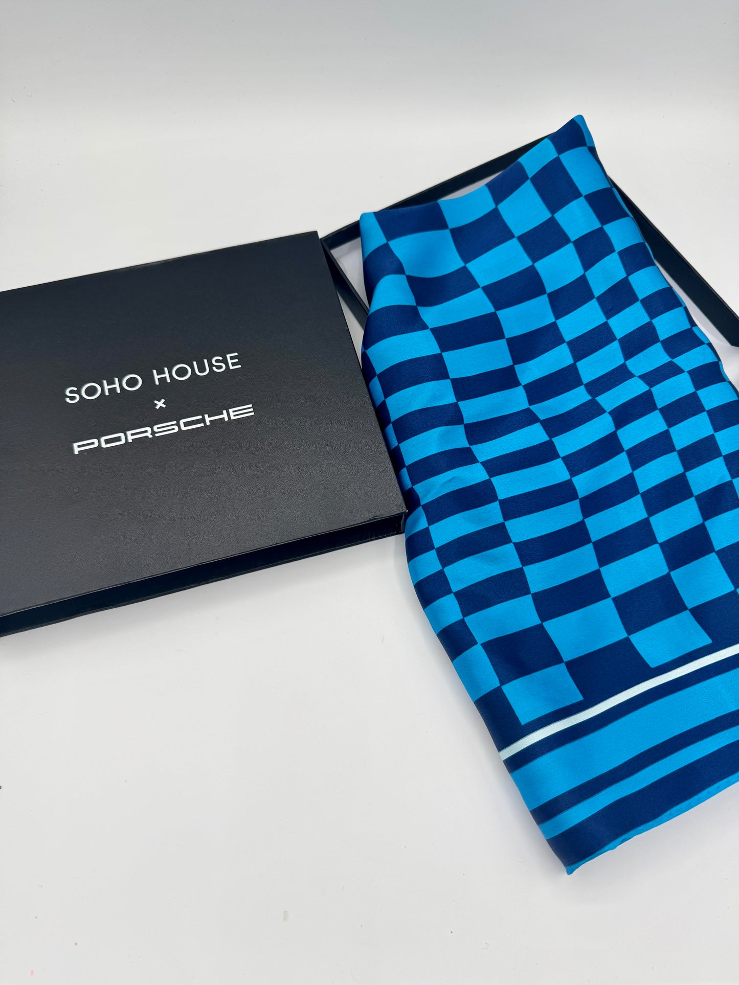 Porsche x Soho House Satin Blue Pasha Scarf Bandana