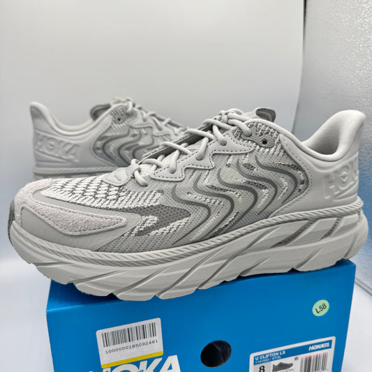 Hoka Clifton LS Grey Unisex in Stardust / Galactic Grey