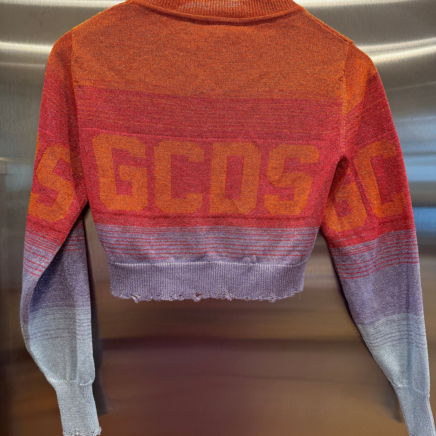 GCDS Lurex Degrade Ombre Cropped Multicolor Sweater