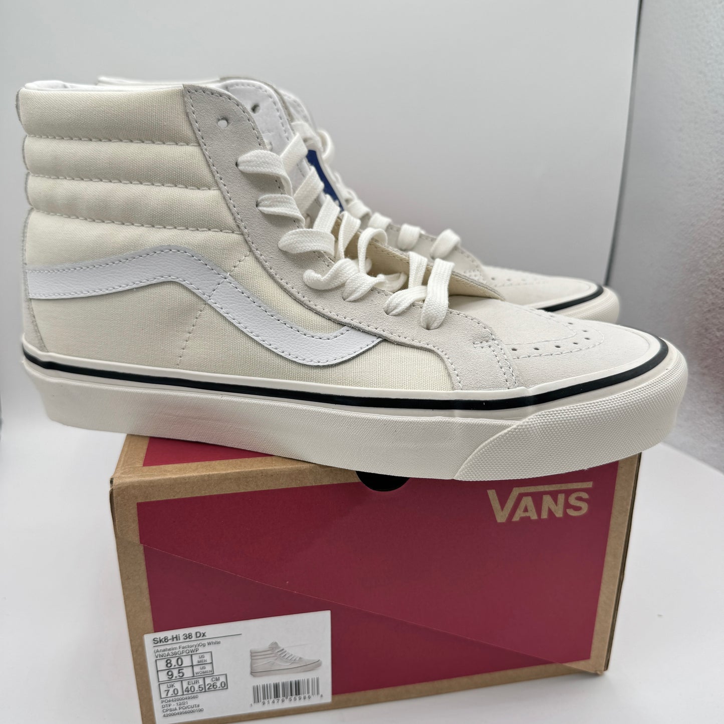 Vans Sk8 Hi 38 DX Cream OG White Anaheim Factory Edition UNISEX Brand New Sneakers