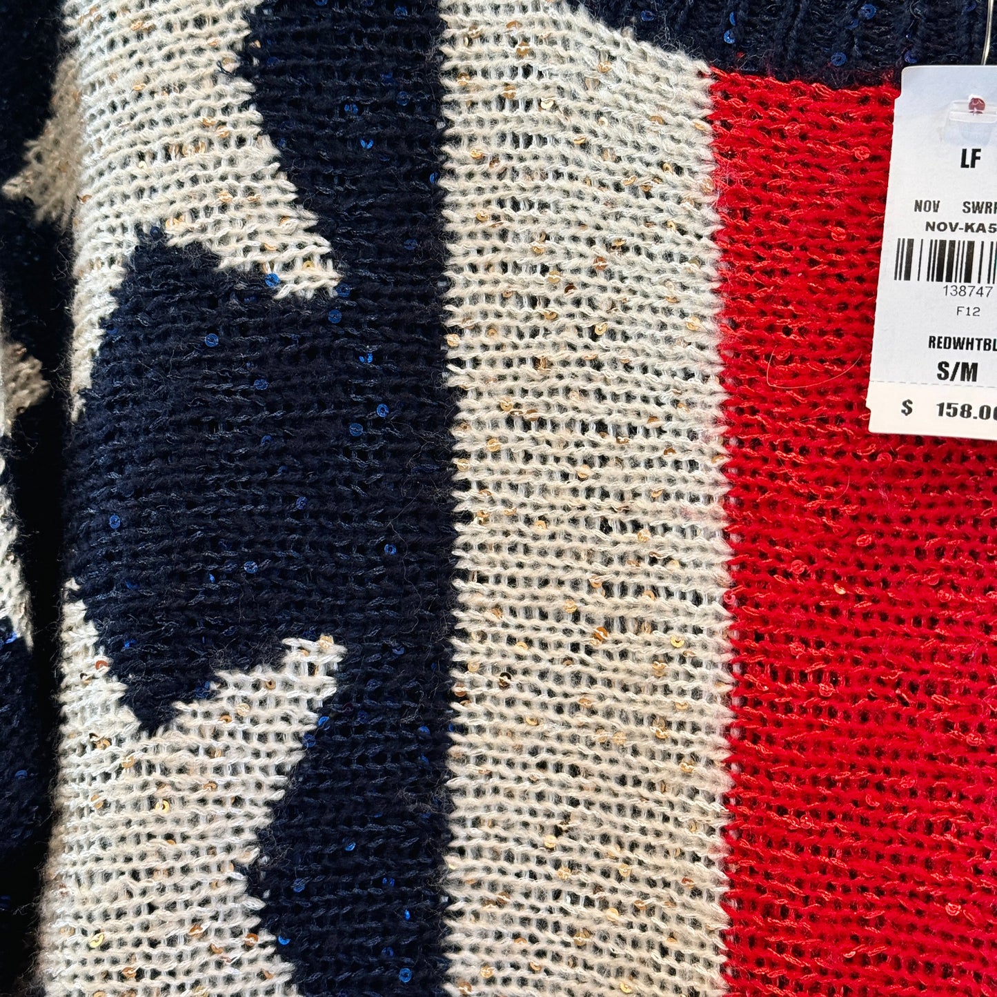 LF American Flag USA Patriotic Knit Sweater with Sequins