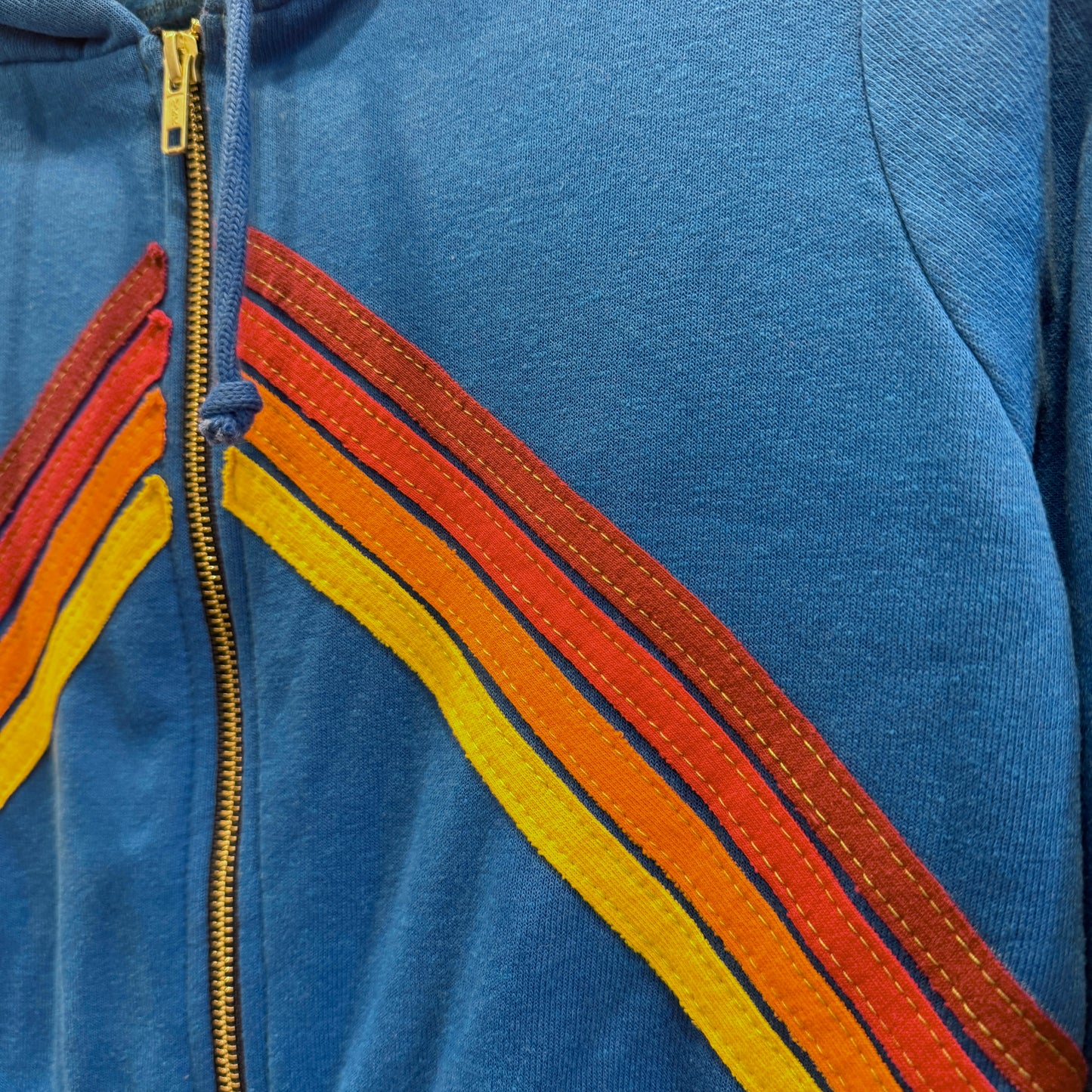 Aviator Nation Mountain Stitch Chevron 4 Stripe Hoodie Jacket Ocean Blue