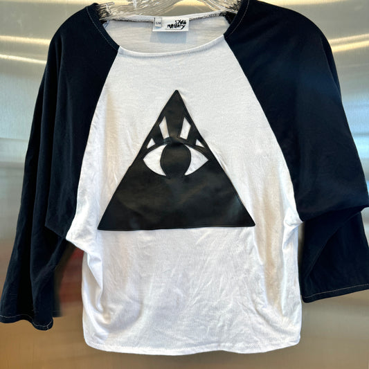 Syd and Mallory Handmade Shirt Baseball Tee Black White Leather Pyramid Pre-Owned