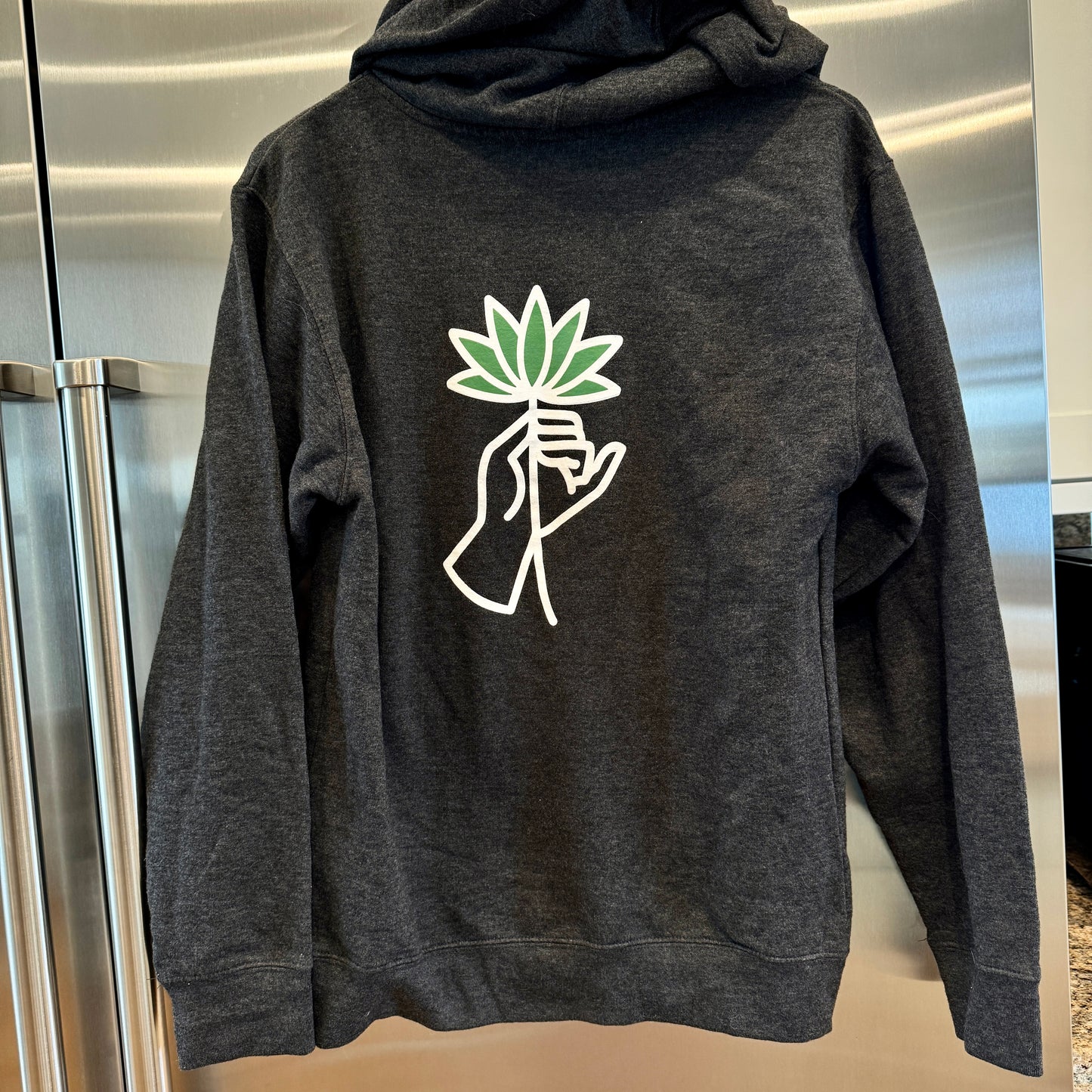 Flower Co Hoodie Hooded Sweatshirt Pullover Grey Cannabis , Like New Pre-Owned