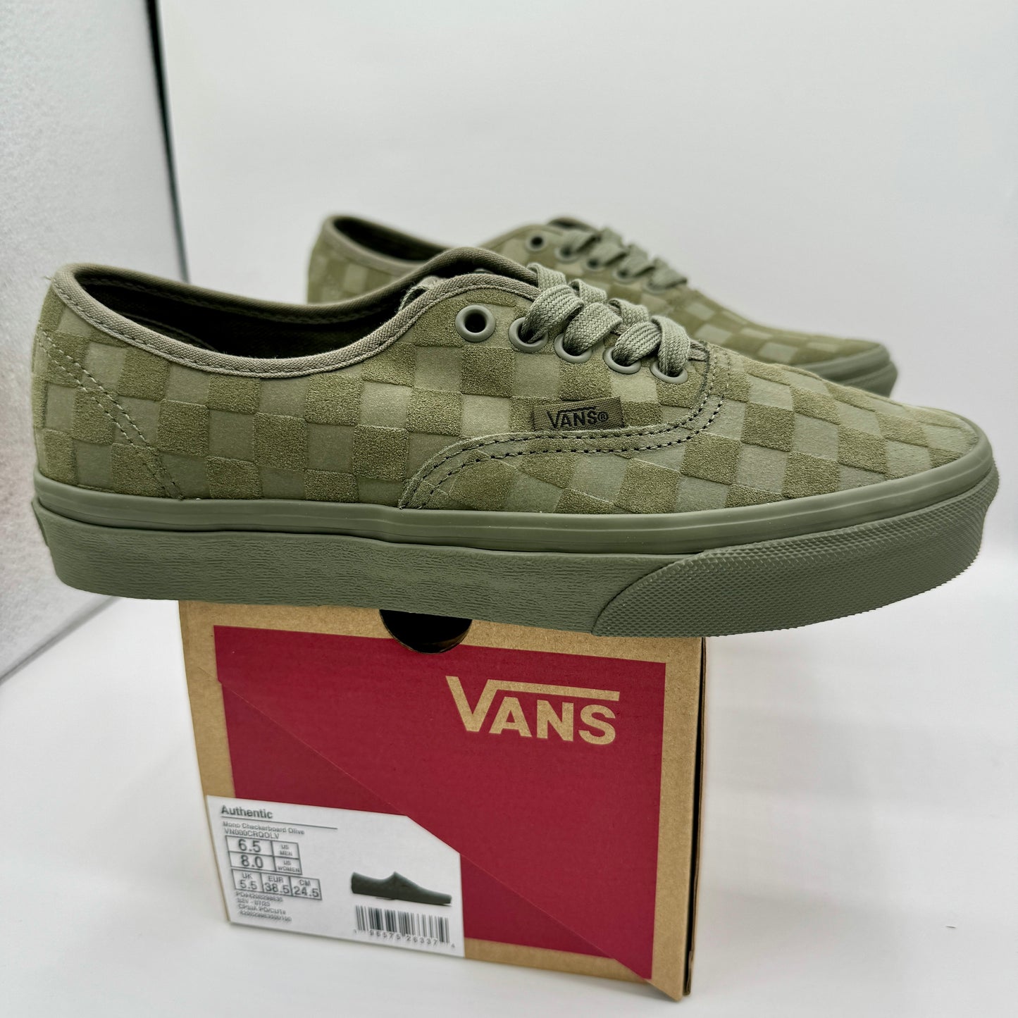 Vans Authentic Classic Low Top Sneaker Monochrome olive green checker board