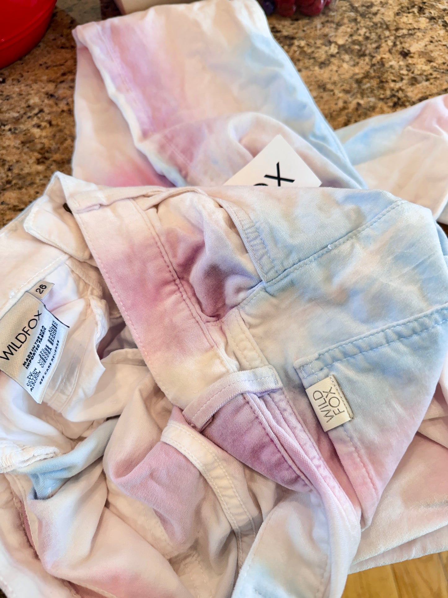 Wildfox Marianne Pant in Skinny Magic “In My Mind “ Pastel Multicolor Velvet