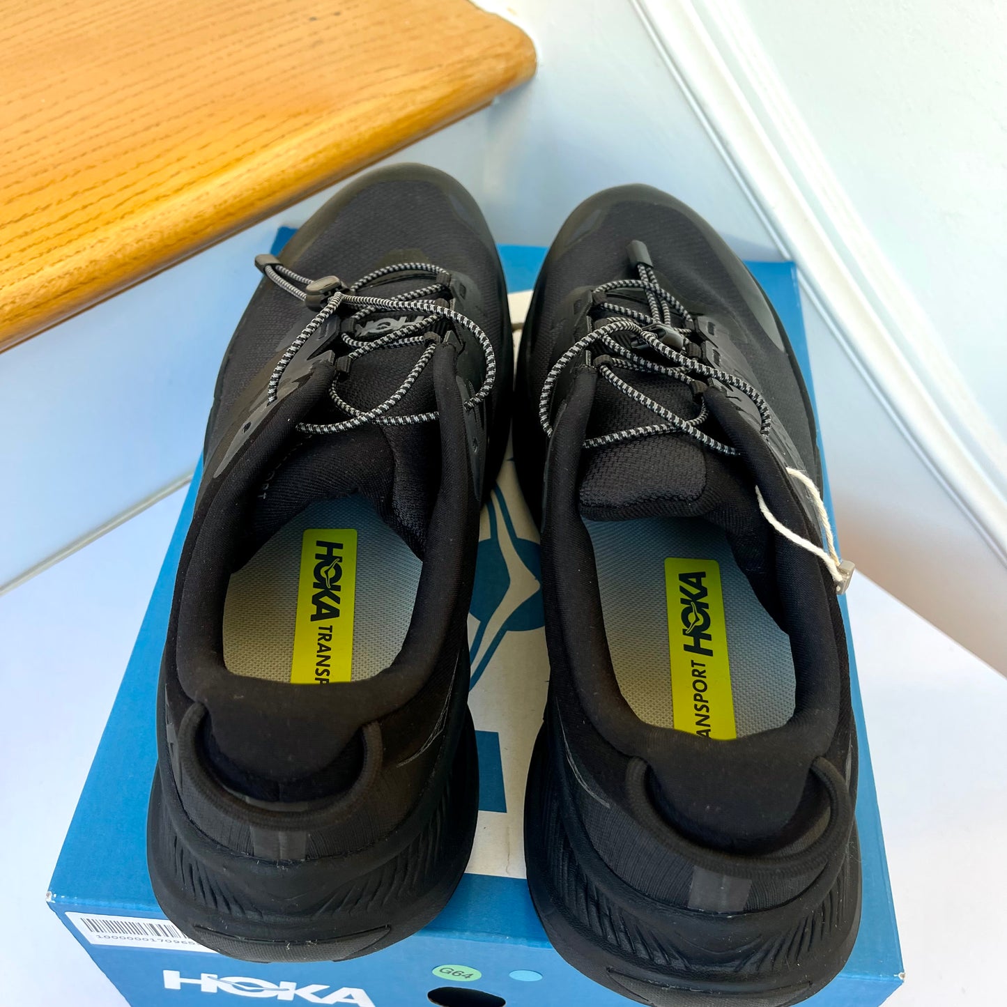 Hoka Transport in All Black Athletic Hiking Shoes