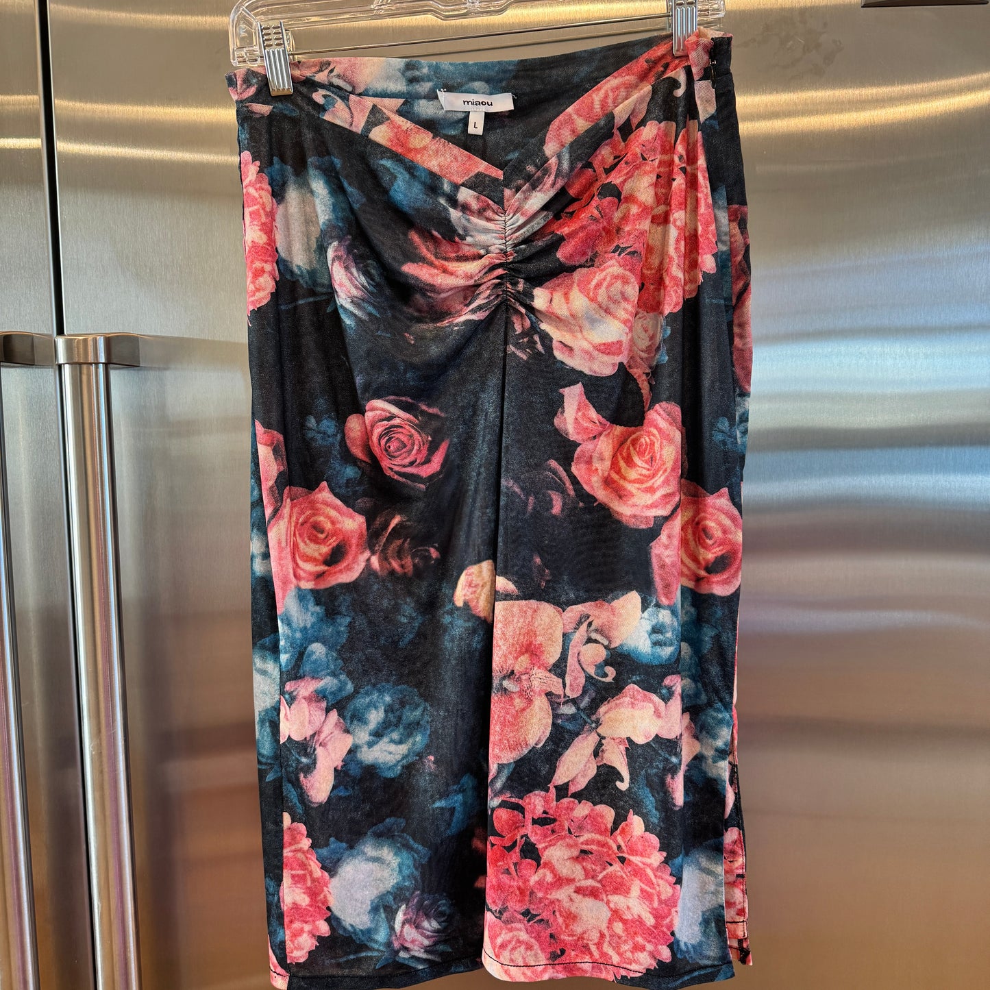 Miaou Preston Skirt in Decades Rose Midi with Slit Floral