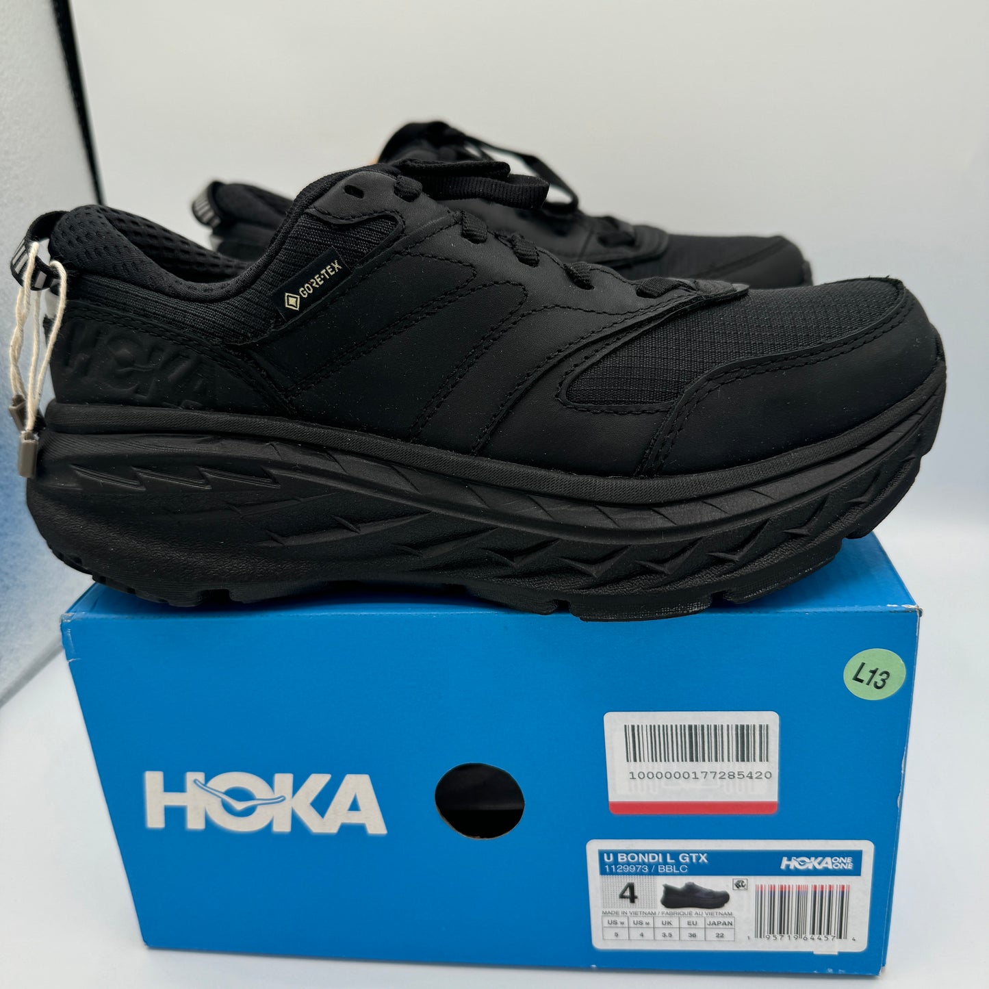 Hoka Bondi L Leather U Unisex GoreTex Black Cushioned Shoes BBLC Waterproof