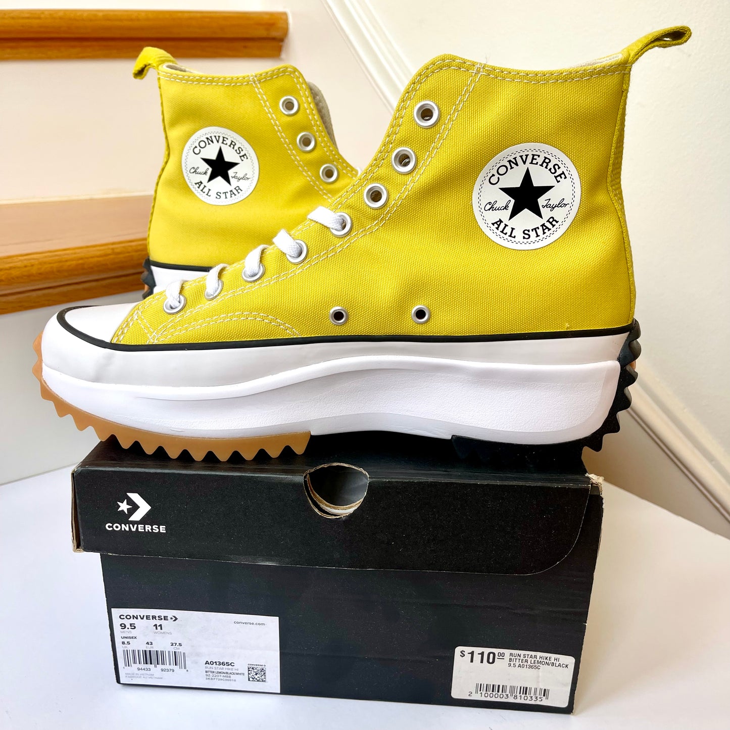 Converse Run Star Hike Platform in Bitter Lemon high top Chuck Taylor sneakers