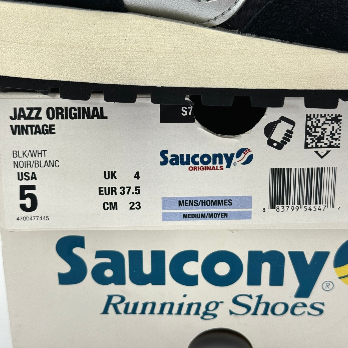 Saucony Jazz Vintage Classic Sneakers Black White Silver Original Runners