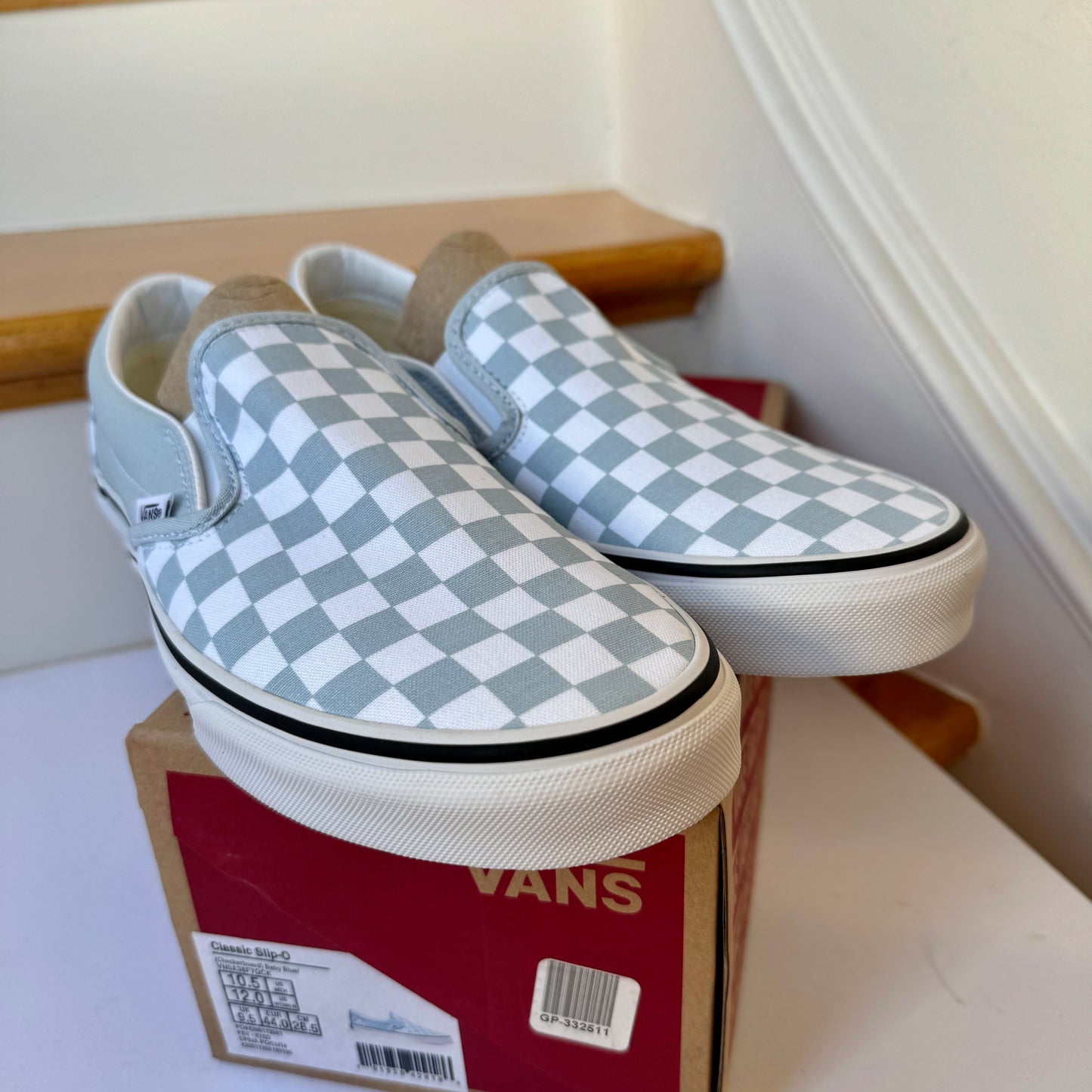 Vans Slip-On Classic Skate Shoes Checkerboard Baby Blue Shoes Classic Unisex