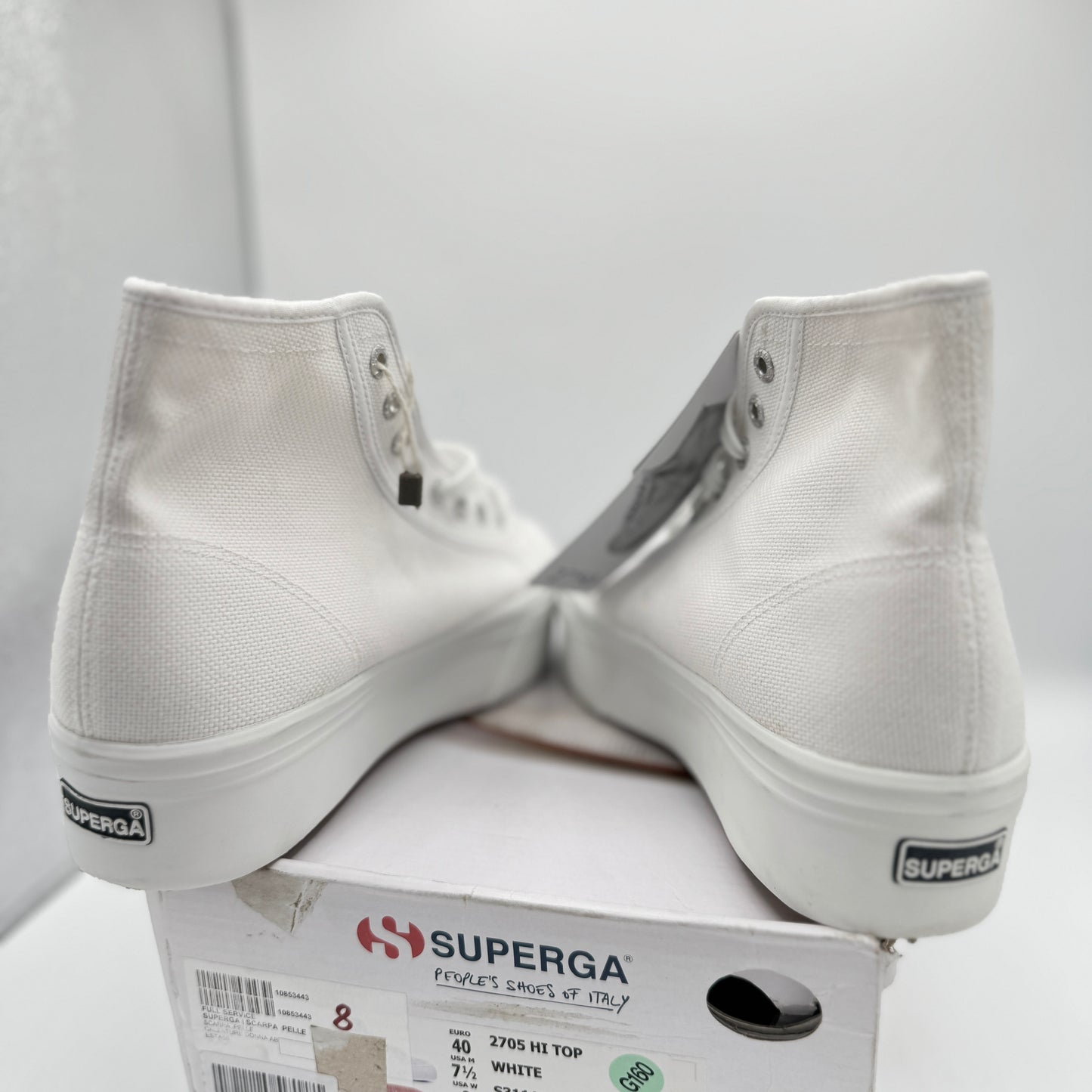 Superga White High Top Platform Sneakers 2705 Hi Lace up shoes