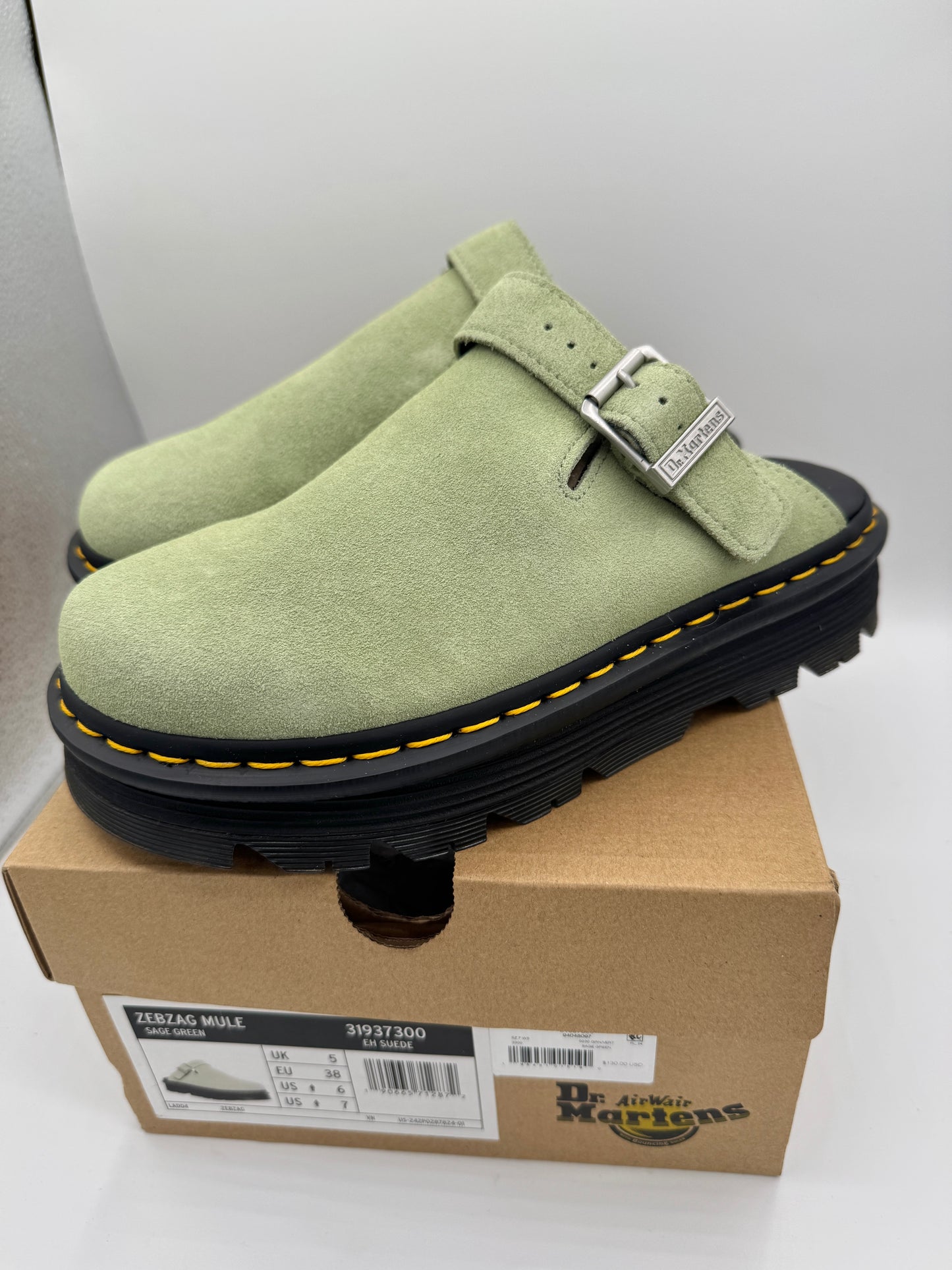 Dr Martens Zebzag Mule Unisex , Sage Green