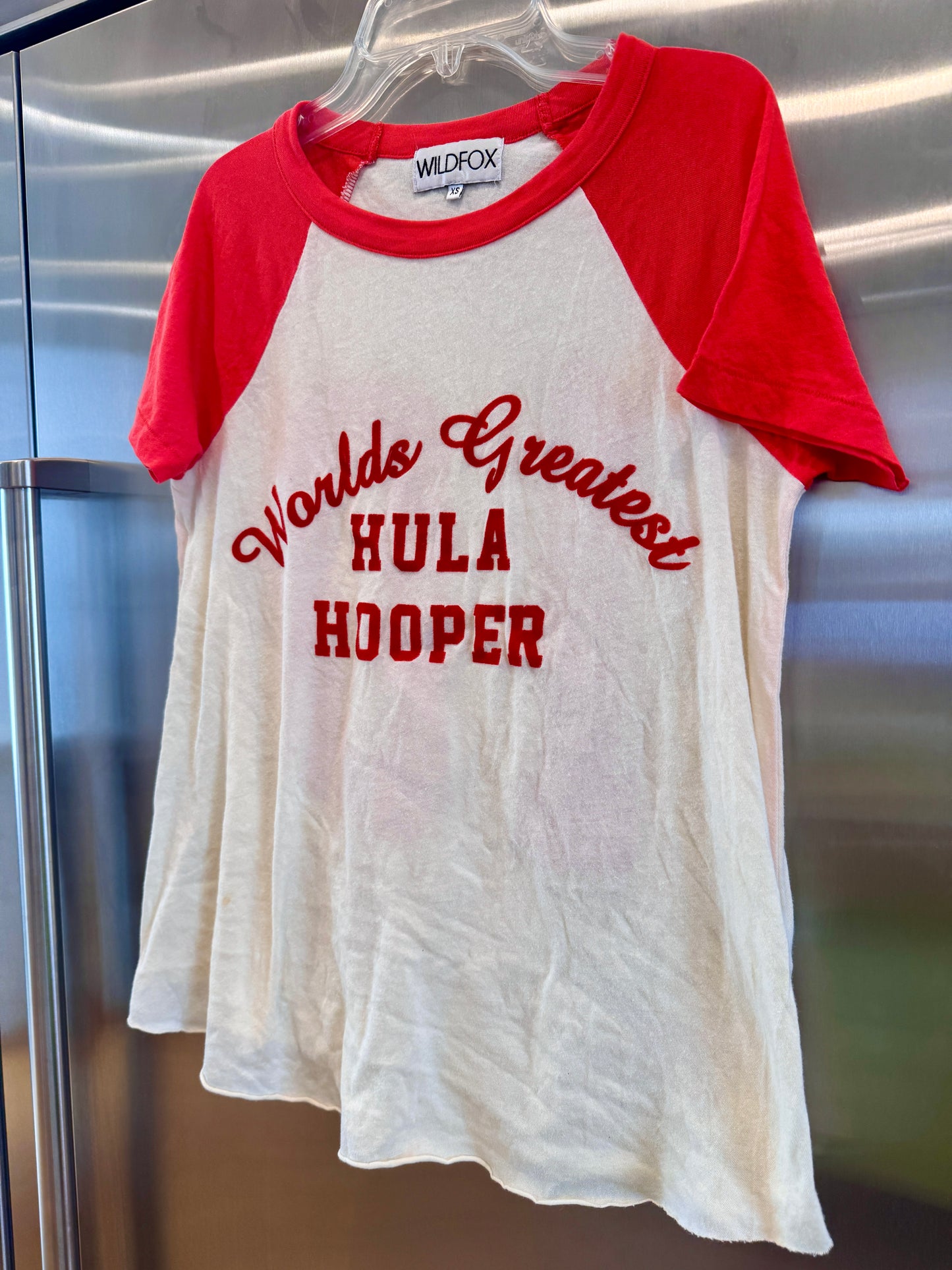 Wildfox Wildfox World’s Greatest Hula Hooper Raglan Women’s Top - Red * Pre-Owned *
