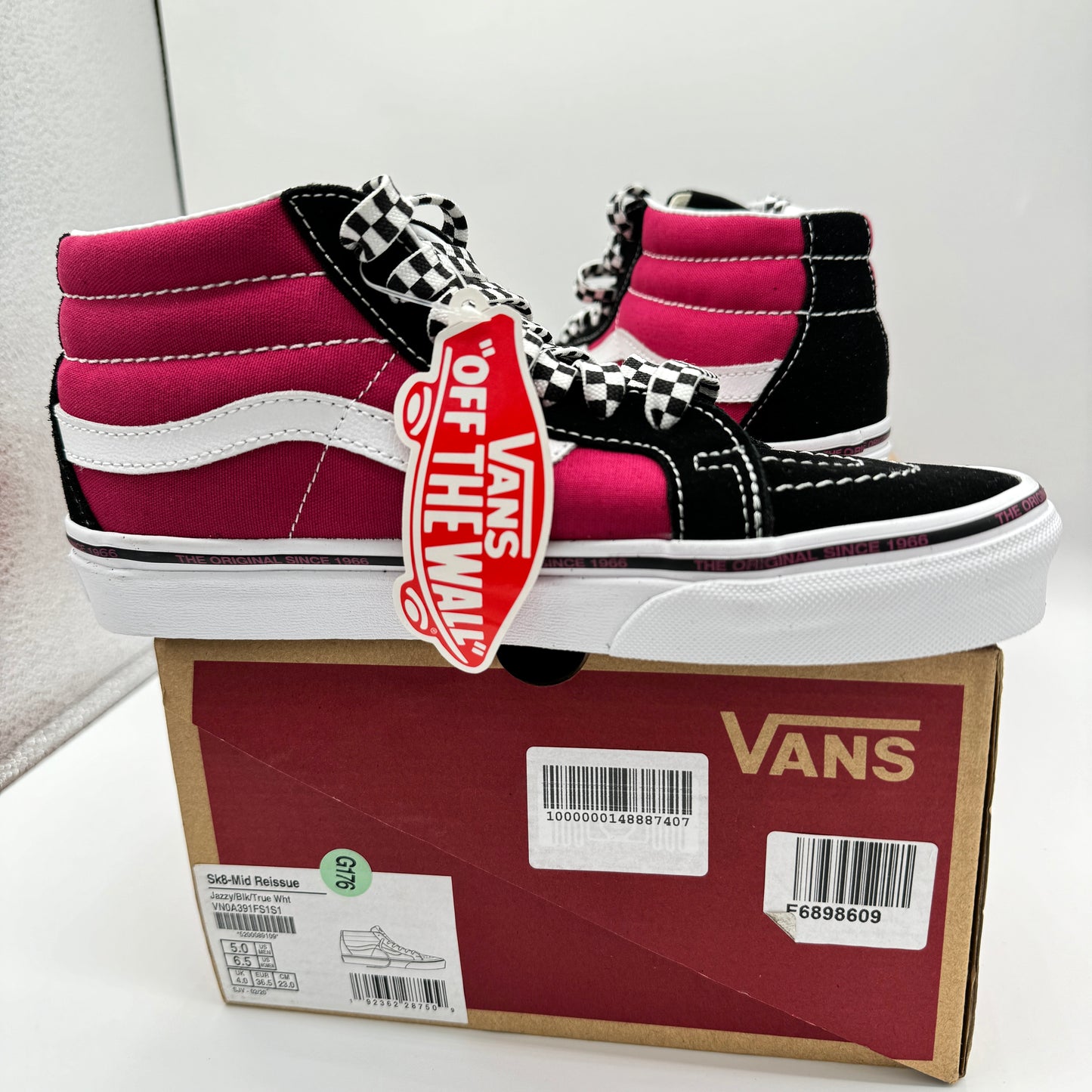 Vans Sk8 Mid Reissue Jazzy Magenta Black white skate sneakers maroon red