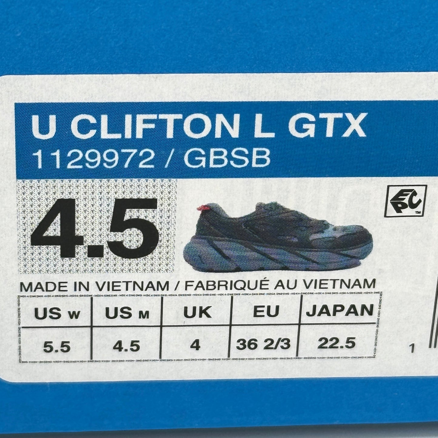 Hoka Clifton Leather Gore-Tex Waterproof Unisex Goblin Stone Blue GBSB