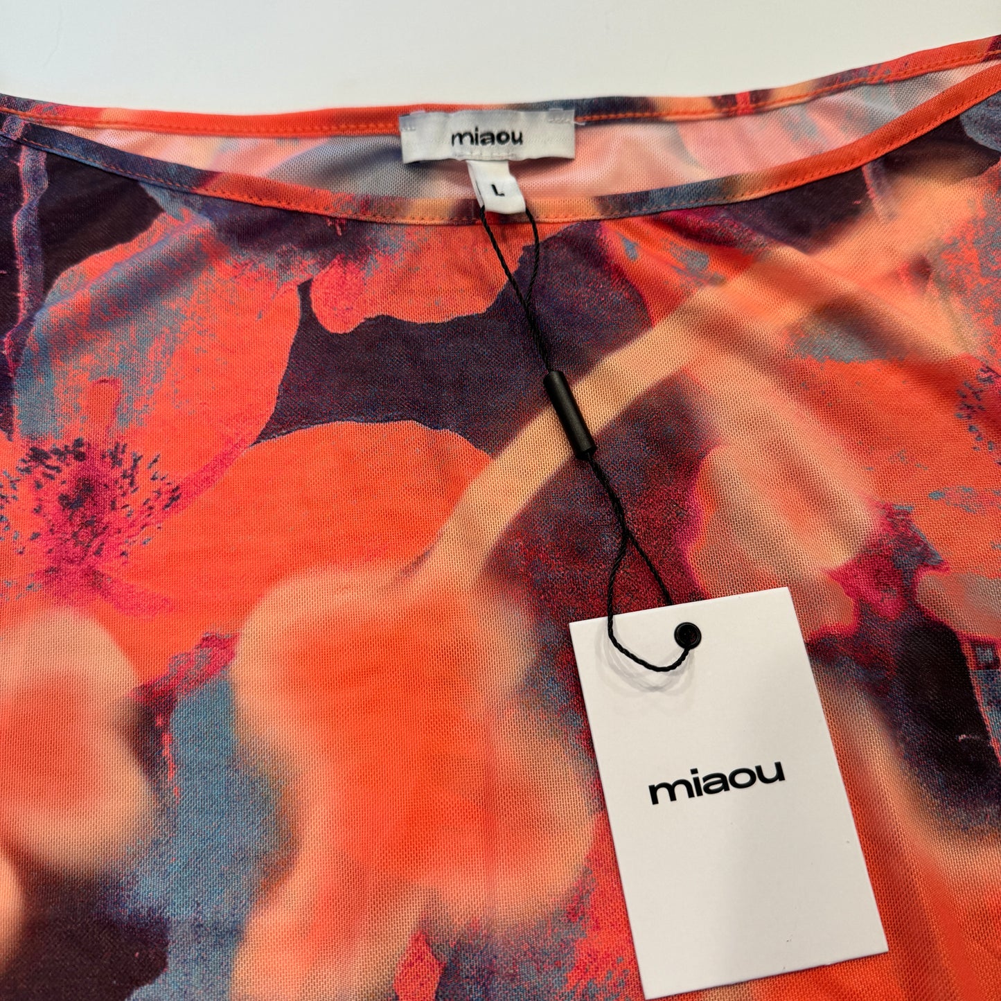 Miaou Elektra Skirt Mini Micro in Neon Peach Floral