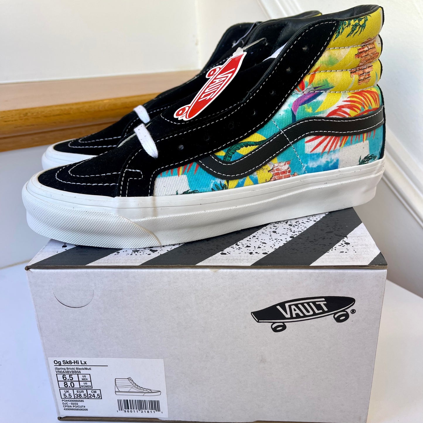 Vans Sk8 Hi LX Leather Sneakers in Black / Spring Brick Multi Shoes