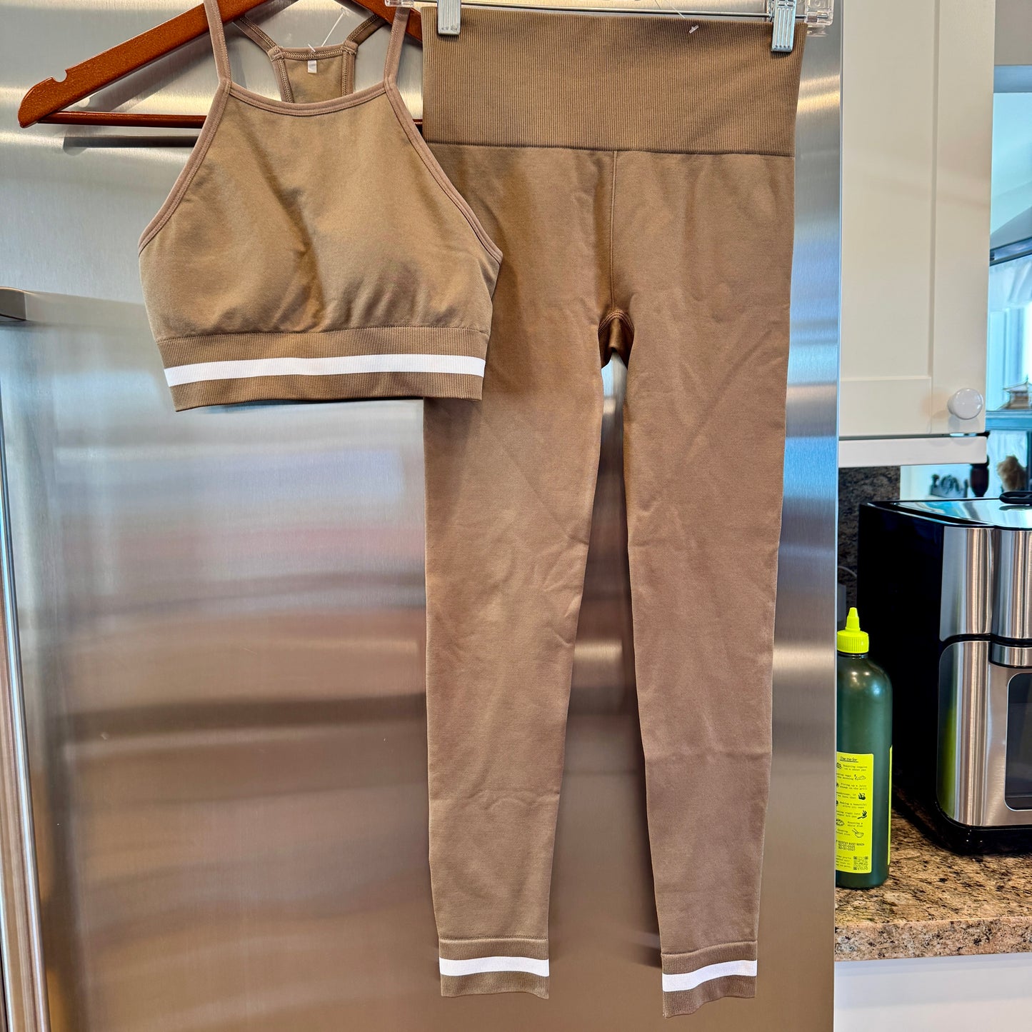 The Upside Form Seamless SET- 25 In Midi Pant and Angie Bra in Brown