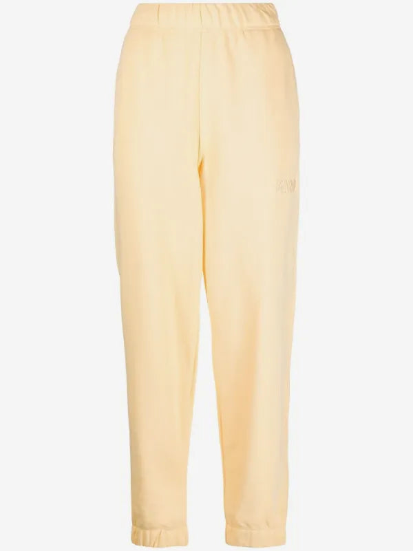 Ganni Isoli Sweatpants in Yellow French Terry Cotton with embroidered logo
