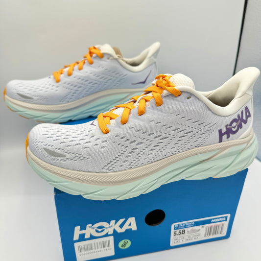 Hoka Clifton 8 Running shoes brand new Blanc de blanc white womens