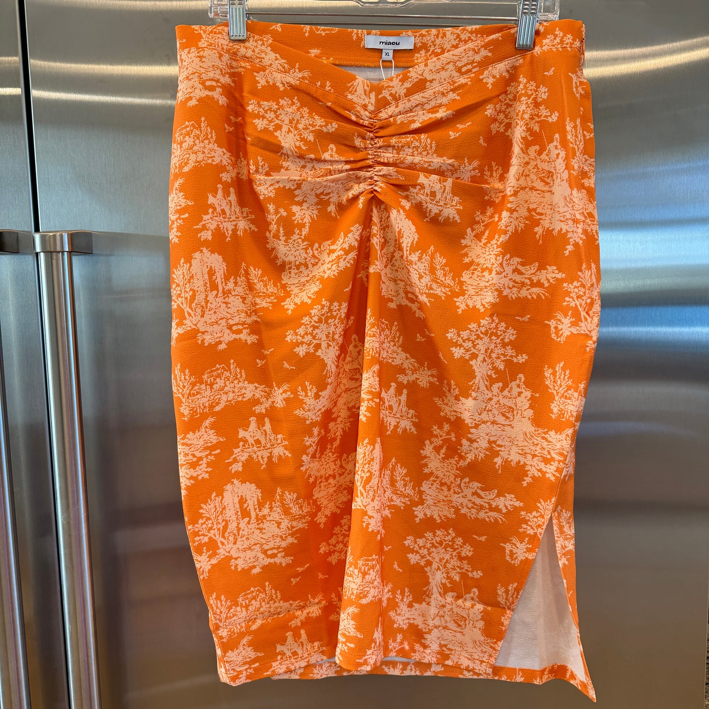 Miaou Preston Midi Skirt in Clementine Toile Orange x Paloma Elsesser Collab