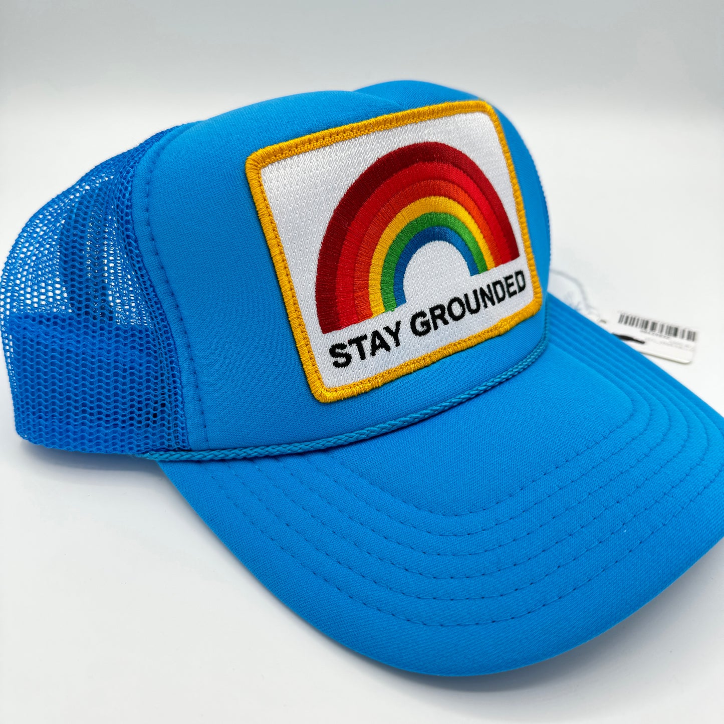 Aviator Nation Stay Grounded Blue Classic Trucker Hat Embroidered Rainbow