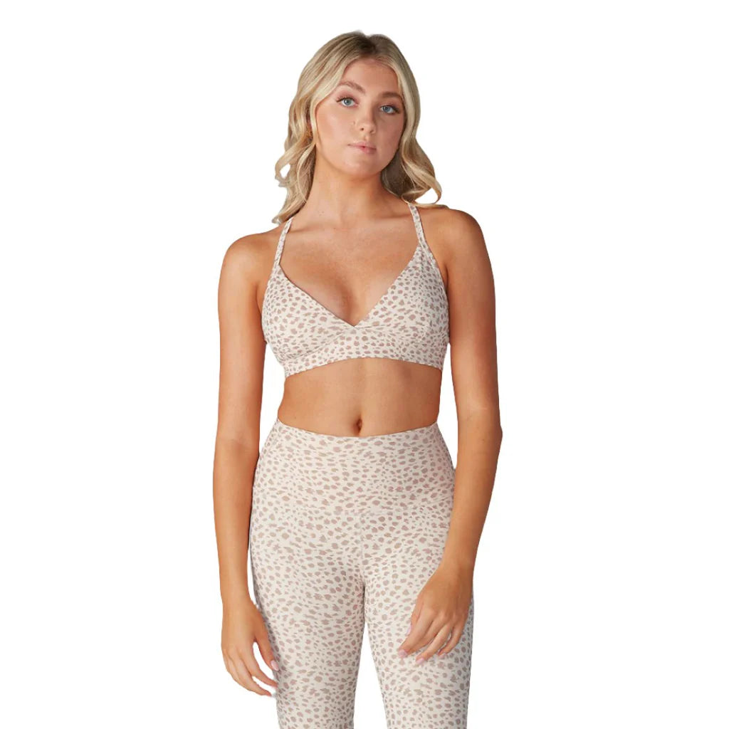 Tavi Adjustable Studio Sport Bra in Dune Lynx Cream Cheetah Print Yoga Top