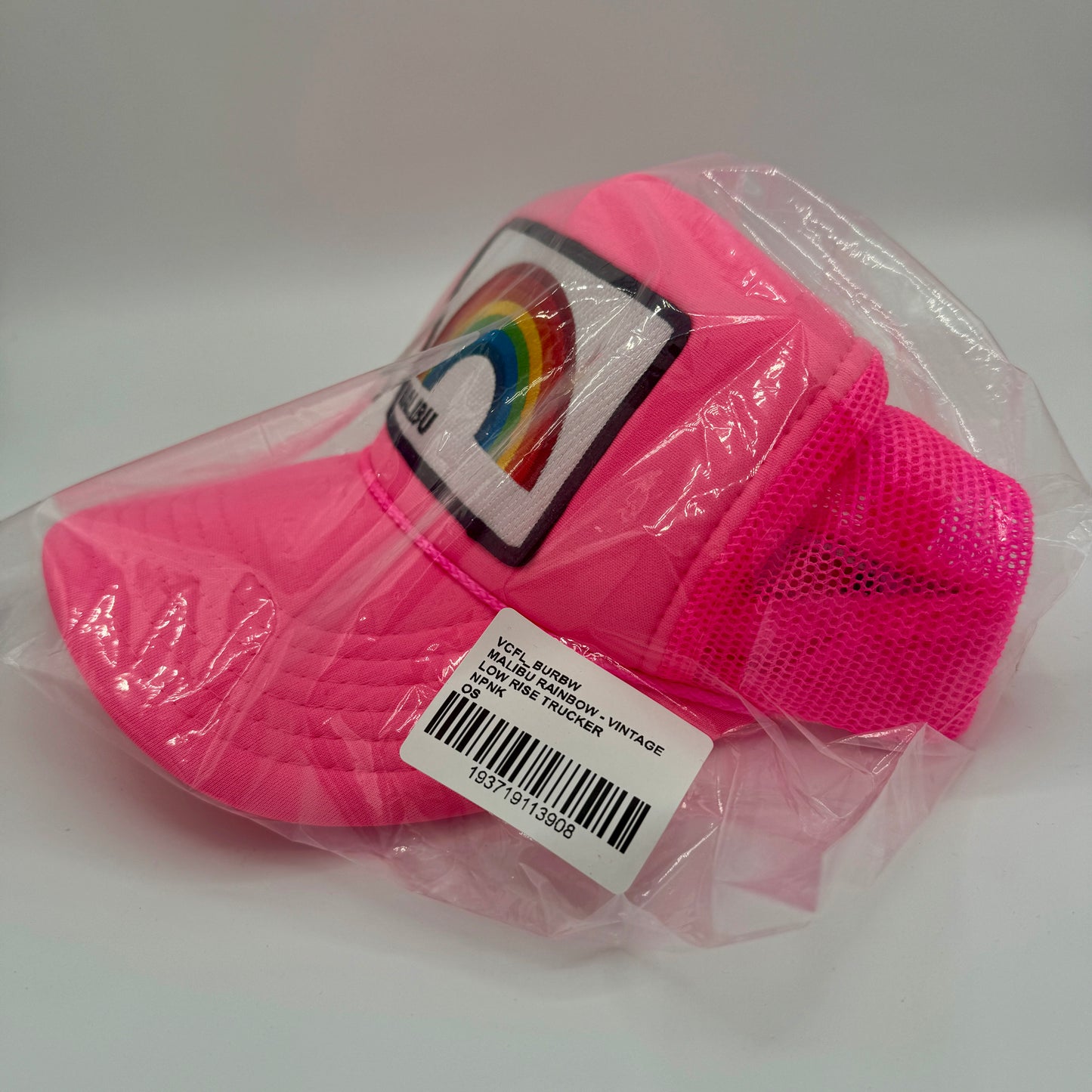 Aviator Nation Pink Trucker Hat Malibu Rainbow Patch Neon Embroidered