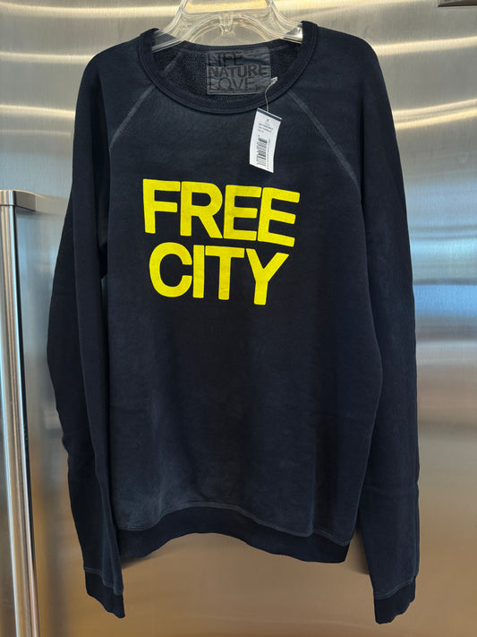 Freecity Unisex Crewneck Sweatshirt- Black / Yellow