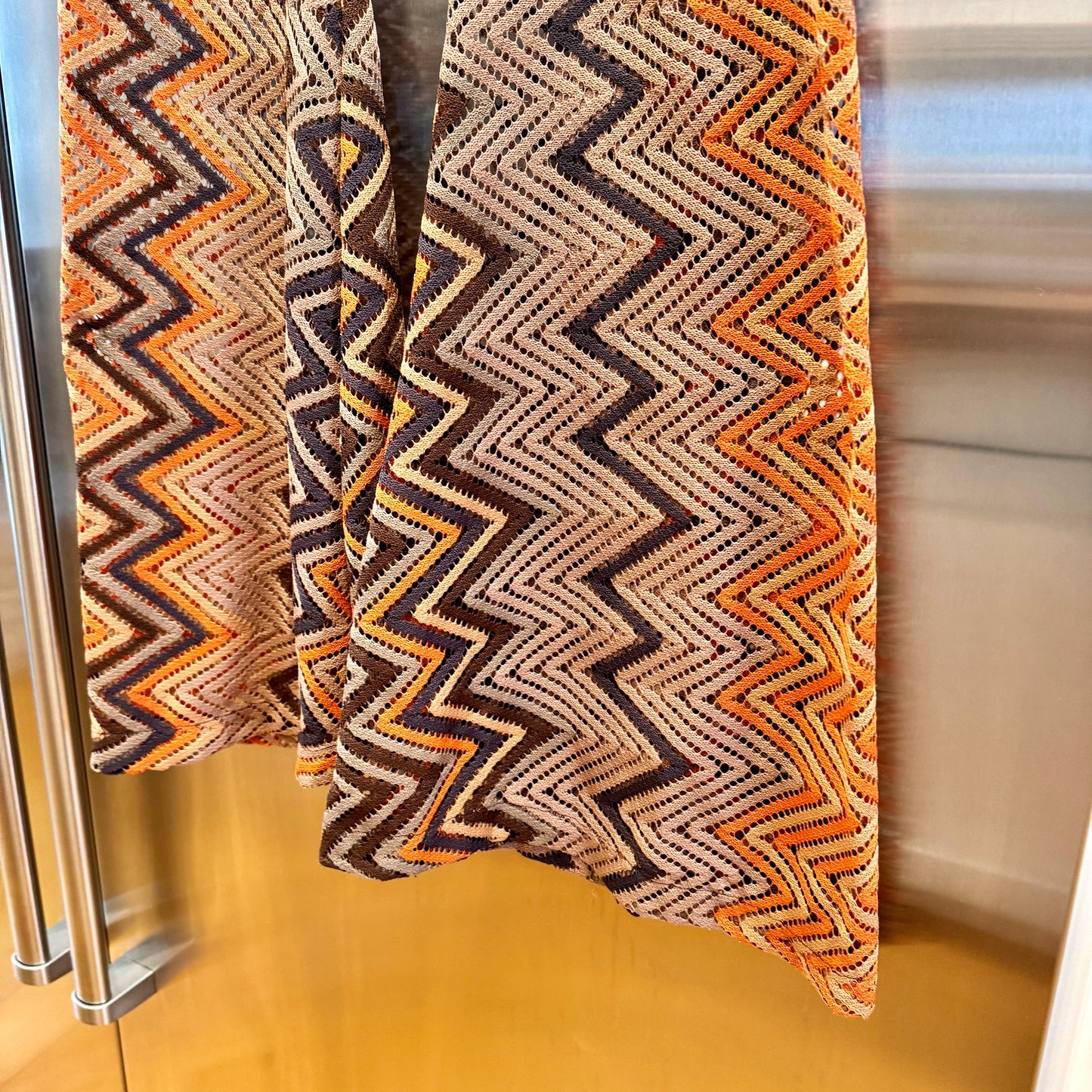 Pure Fix by Tricia Sustainable Flare Pants in Missoni Chevron Bohemian , Like NEW Pre-Owned