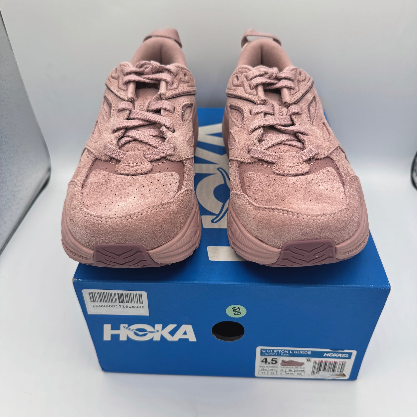 Hoka Clifton L Suede Unisex NEW Leather Athletic Shoes Pale Mauve Pink PMV