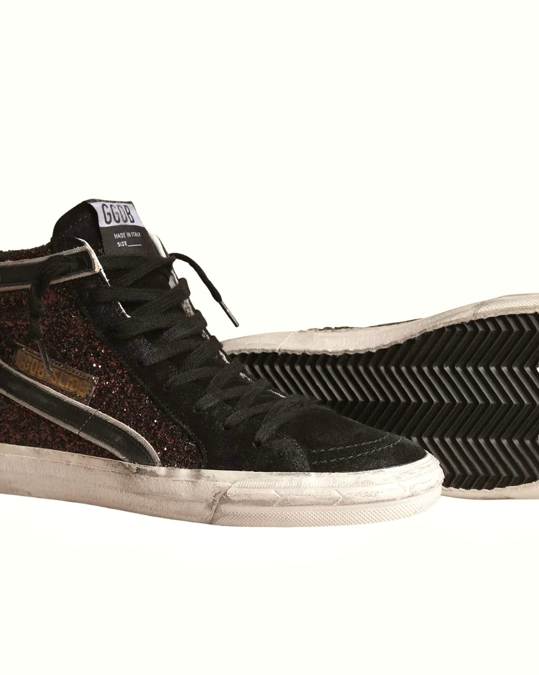 Golden Goose Sneakers Slide in Coffee / Black  Classic Star / Glitter Wave