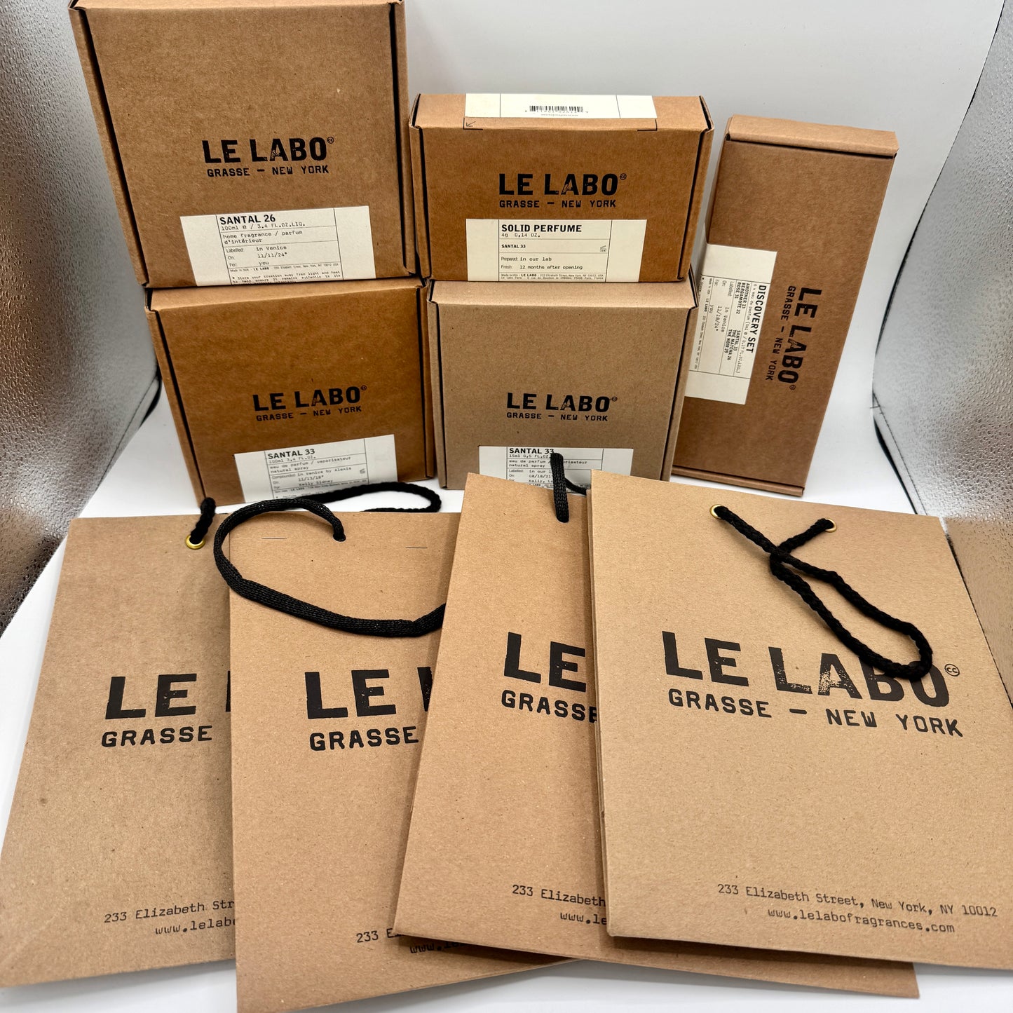 Bundle Le Labo Boxes and Gift Bags , Excellent Condition 9 Items Total