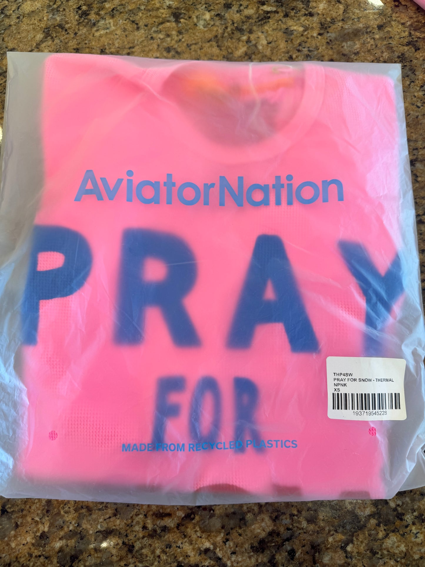 Aviator Nation Thermal Pray For Snow Shirt Neon Pink Unisex