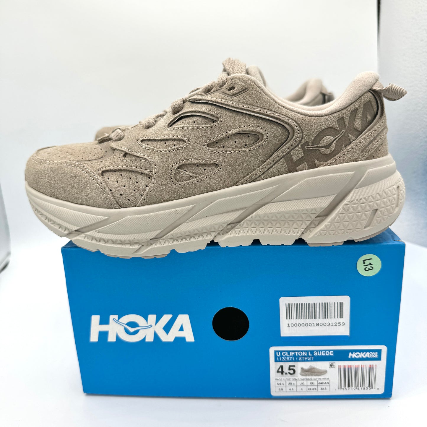 Hoka Clifton L Suede Simply Taupe / Pumice Stone Grey Beige Sneakers UNISEX