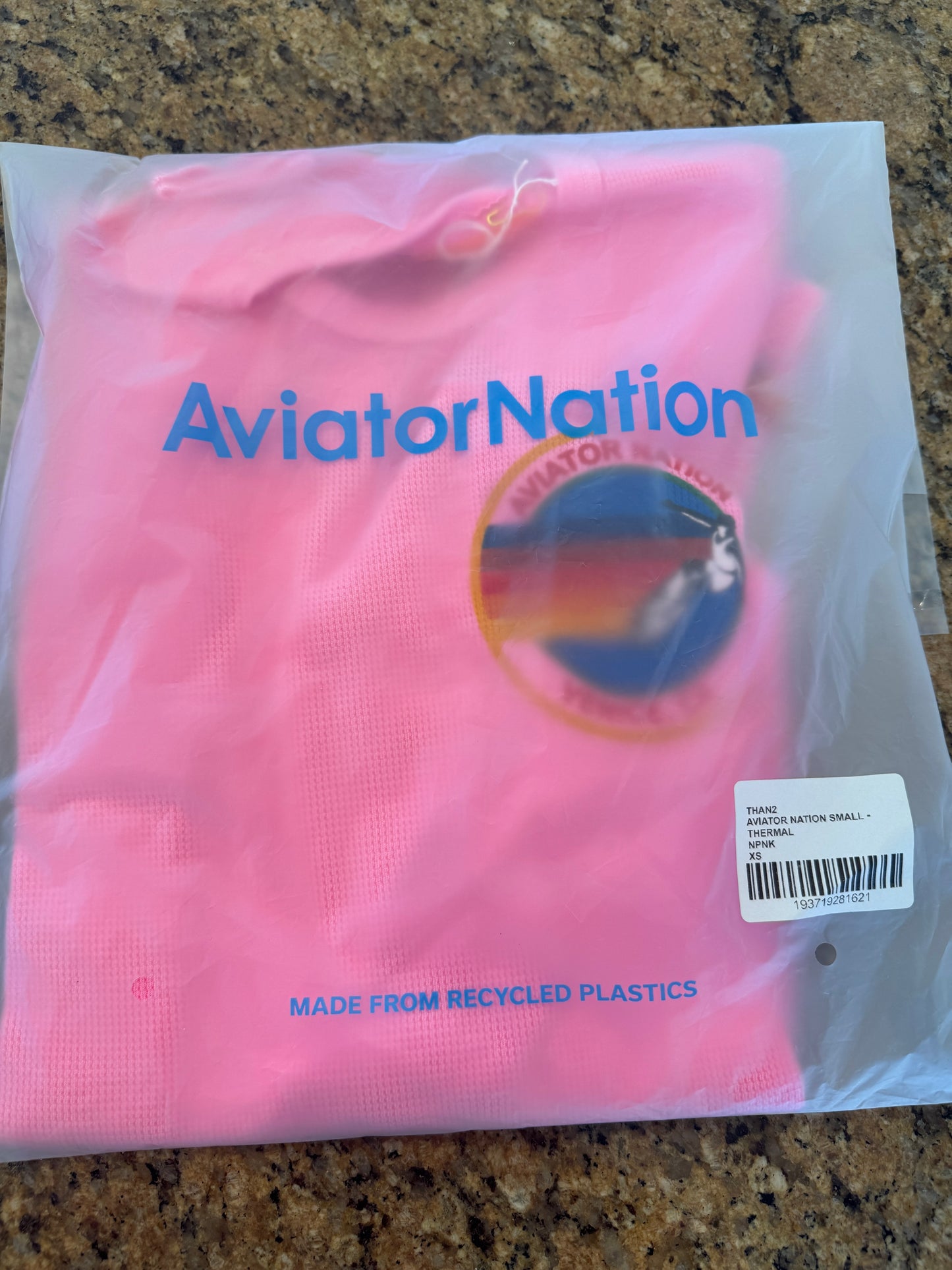 Aviator Nation Thermal Shirt with Venice Logo Neon Pink Unisex
