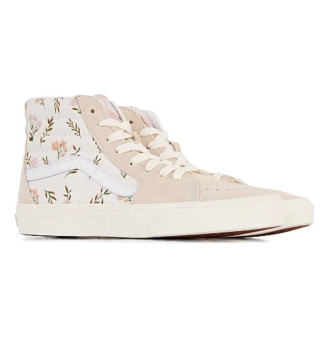 Vans Sk8 Hi Beige Cream Floral Embroidery Roses Skate High Classic sneakers