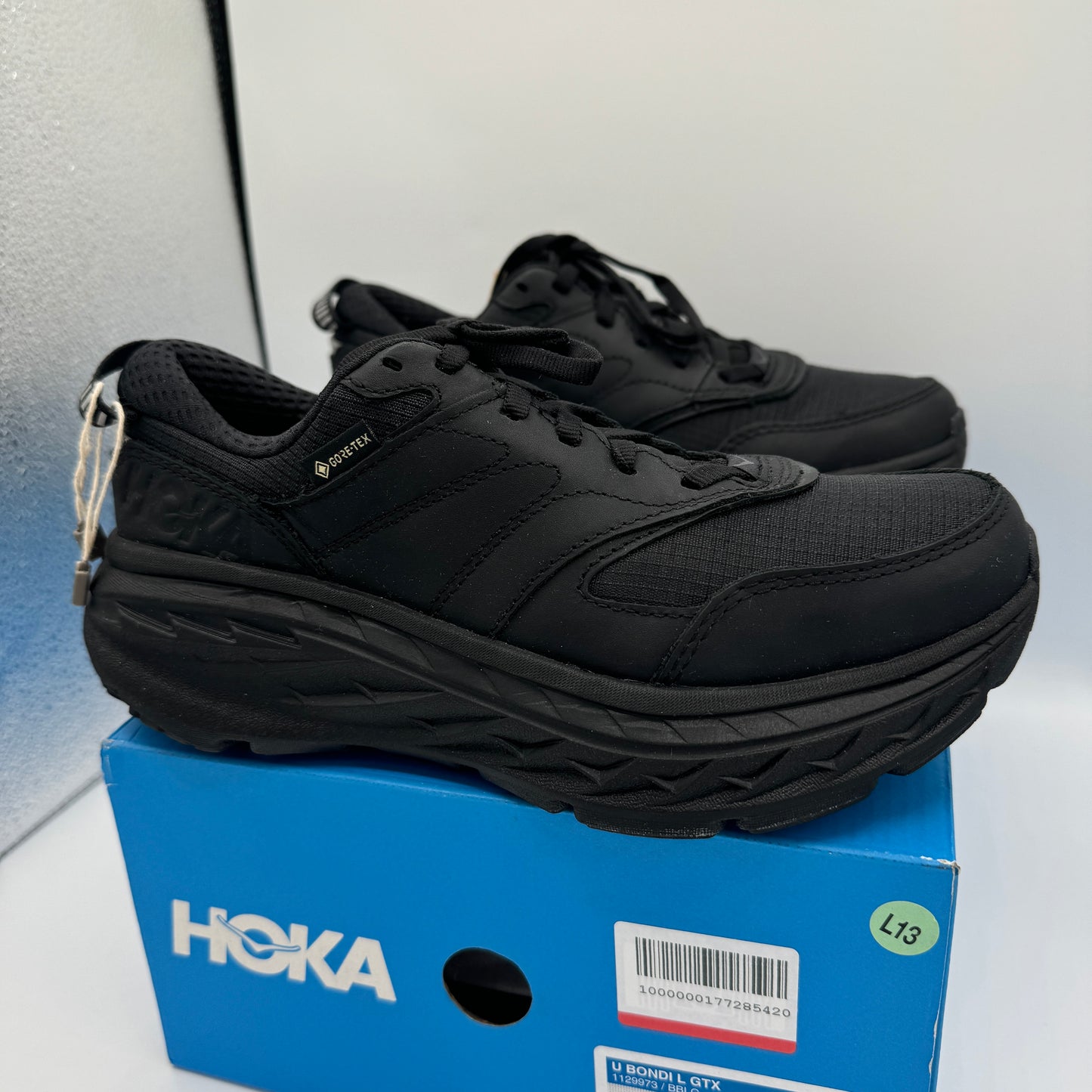 Hoka Bondi L Leather U Unisex GoreTex Black Cushioned Shoes BBLC Waterproof