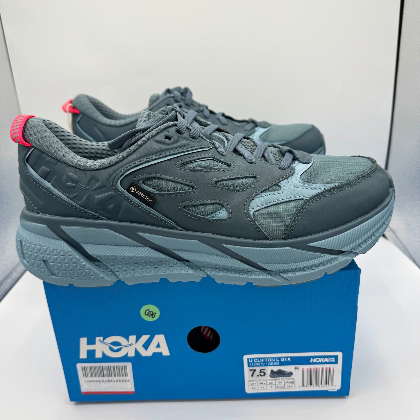 Hoka Clifton Leather Gore-Tex Waterproof Unisex Goblin Stone Blue GBSB